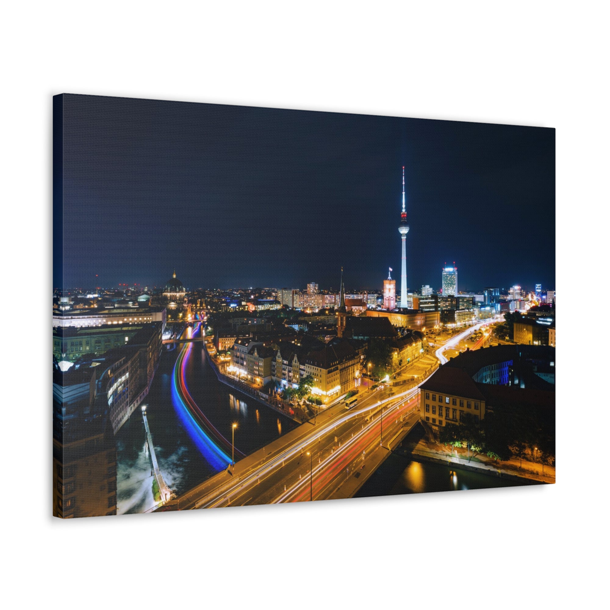 Berlin Night Skyline Canvas Artwork High-Quality Breathtaking Stunning Cityscape for Home Decor Ready to Hang-Express Your Love Gifts