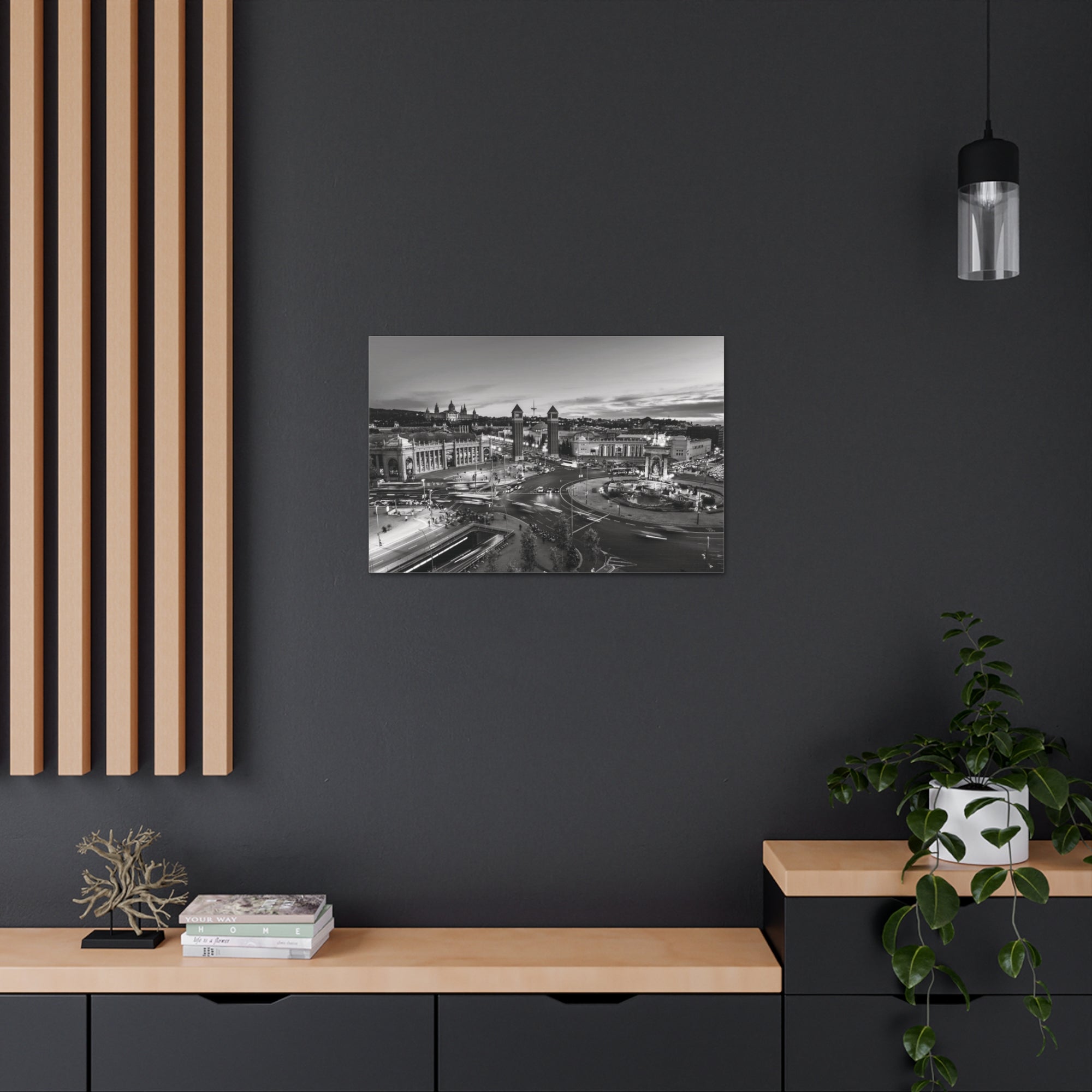 Barcelona Black And White Skyline Canvas Artwork High-Quality Breathtaking Stunning Cityscape for Home Decor Ready to Hang-Express Your Love Gifts