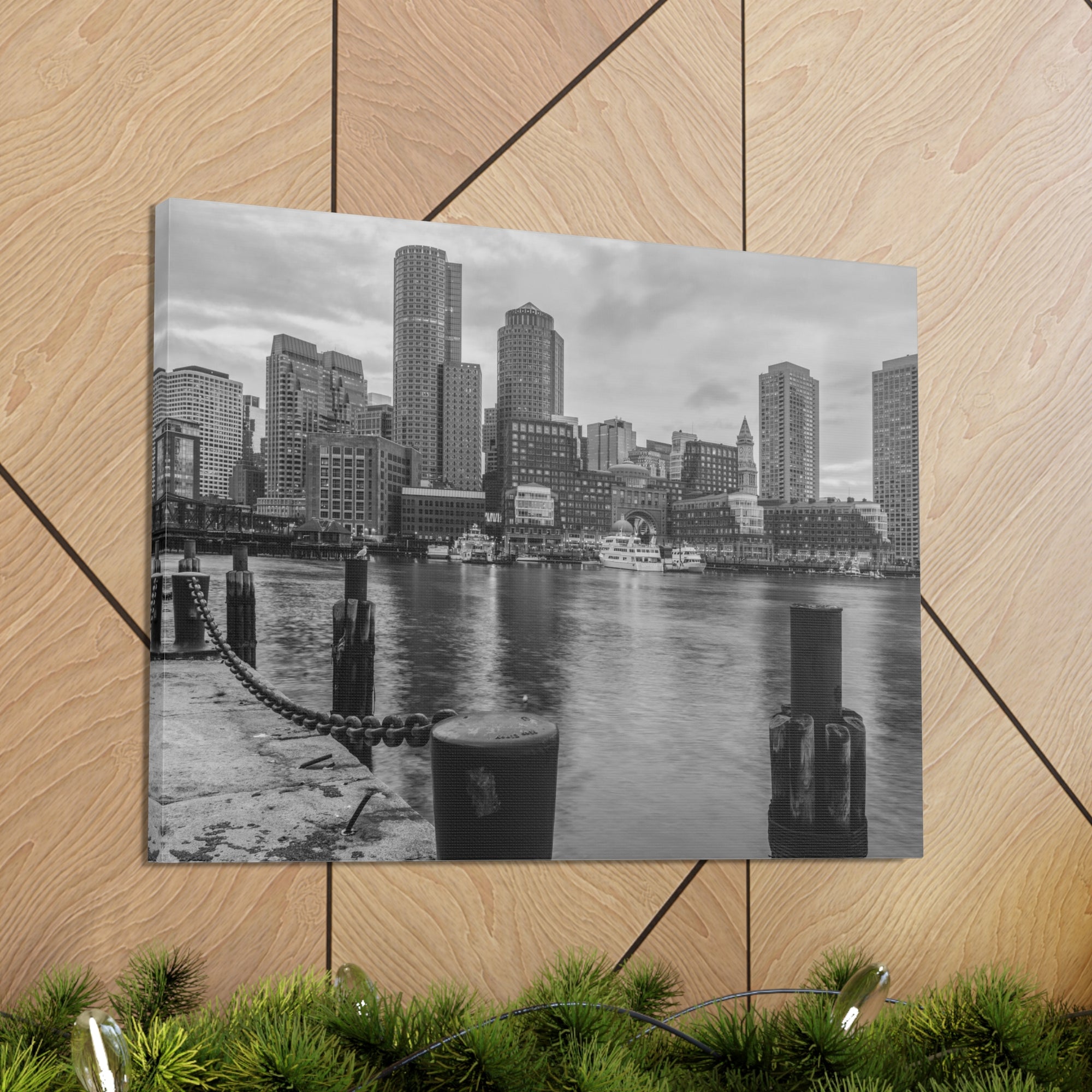 Boston Black And White Skyline Canvas Artwork High-Quality Breathtaking Stunning Cityscape for Home Decor Ready to Hang-Express Your Love Gifts