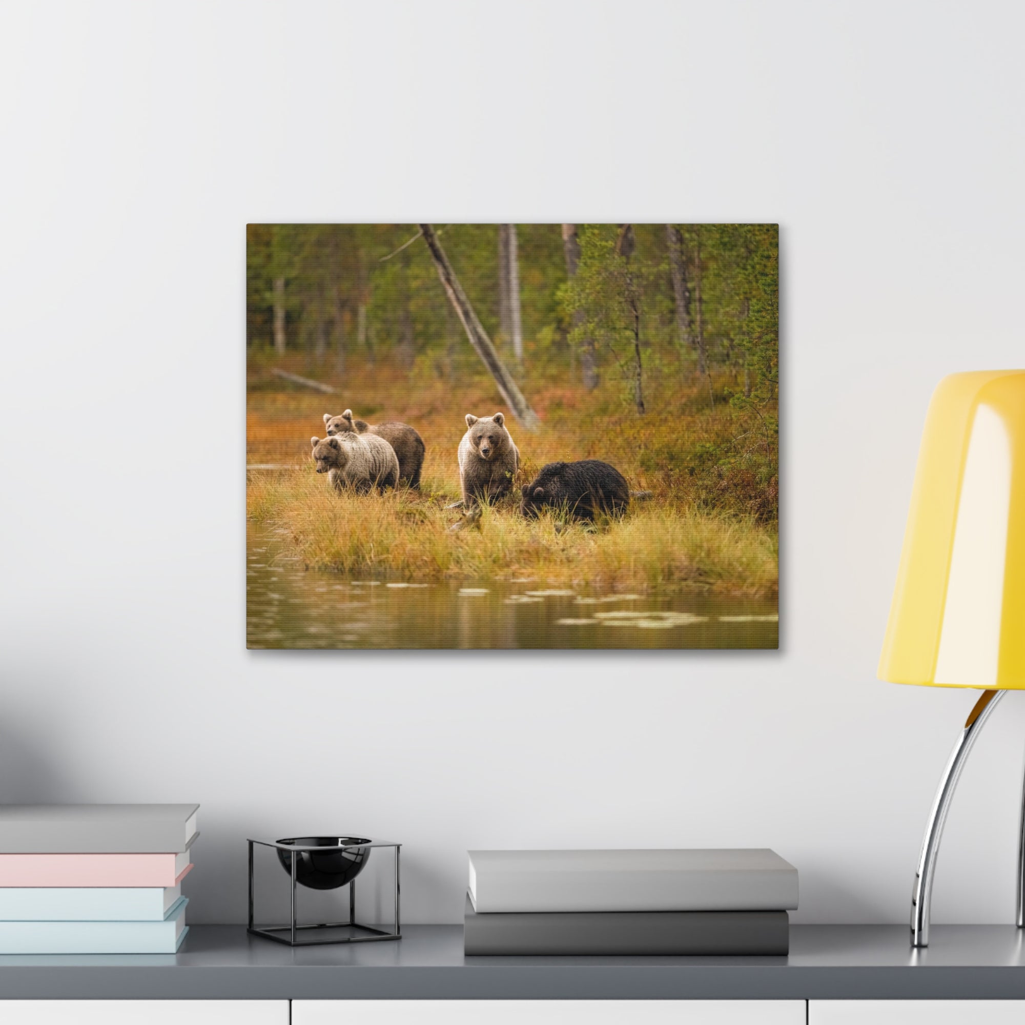 Bears In Spring Forest Nature Wilderness Photography Canvas Wall Art for Home Decor Ready-to-Hang-Express Your Love Gifts