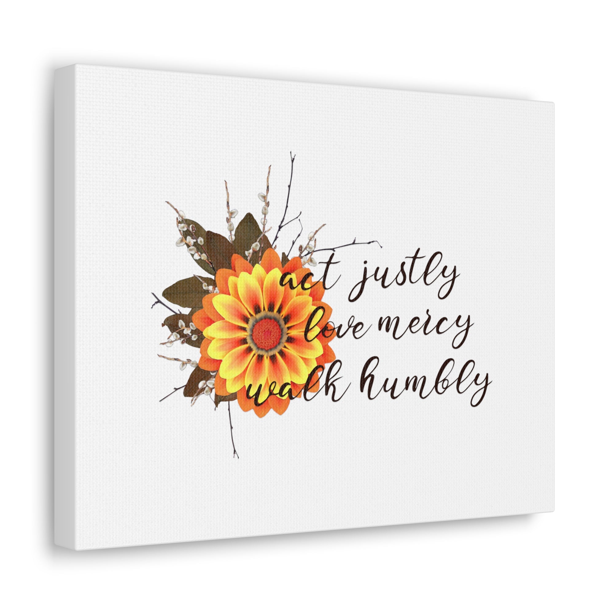 Scripture Walls Micah 6:8 Act Justly Sunflower Bible Verse Canvas Christian Wall Art Ready to Hang Unframed-Express Your Love Gifts