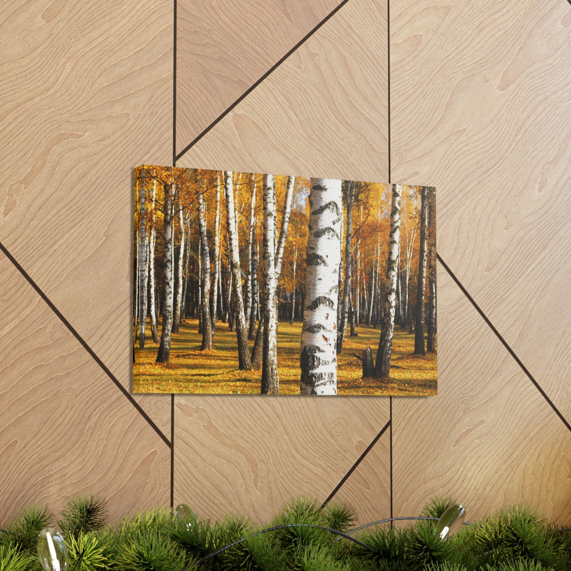 Birch Tree Orange Forest Nature Wilderness Photography Canvas Wall Art for Home Decor Ready-to-Hang-Express Your Love Gifts