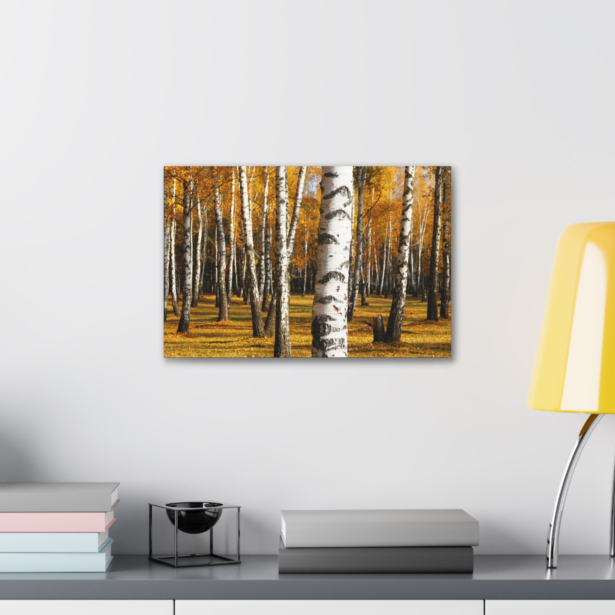 Birch Tree Orange Forest Nature Wilderness Photography Canvas Wall Art for Home Decor Ready-to-Hang-Express Your Love Gifts