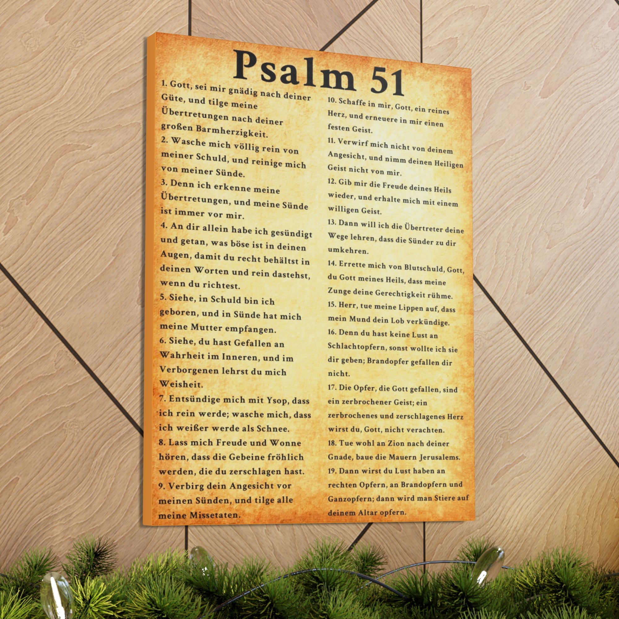 Scripture Walls Psalm 51 German Gold Bible Verse Canvas Christian Wall Art Ready to Hang Unframed-Express Your Love Gifts