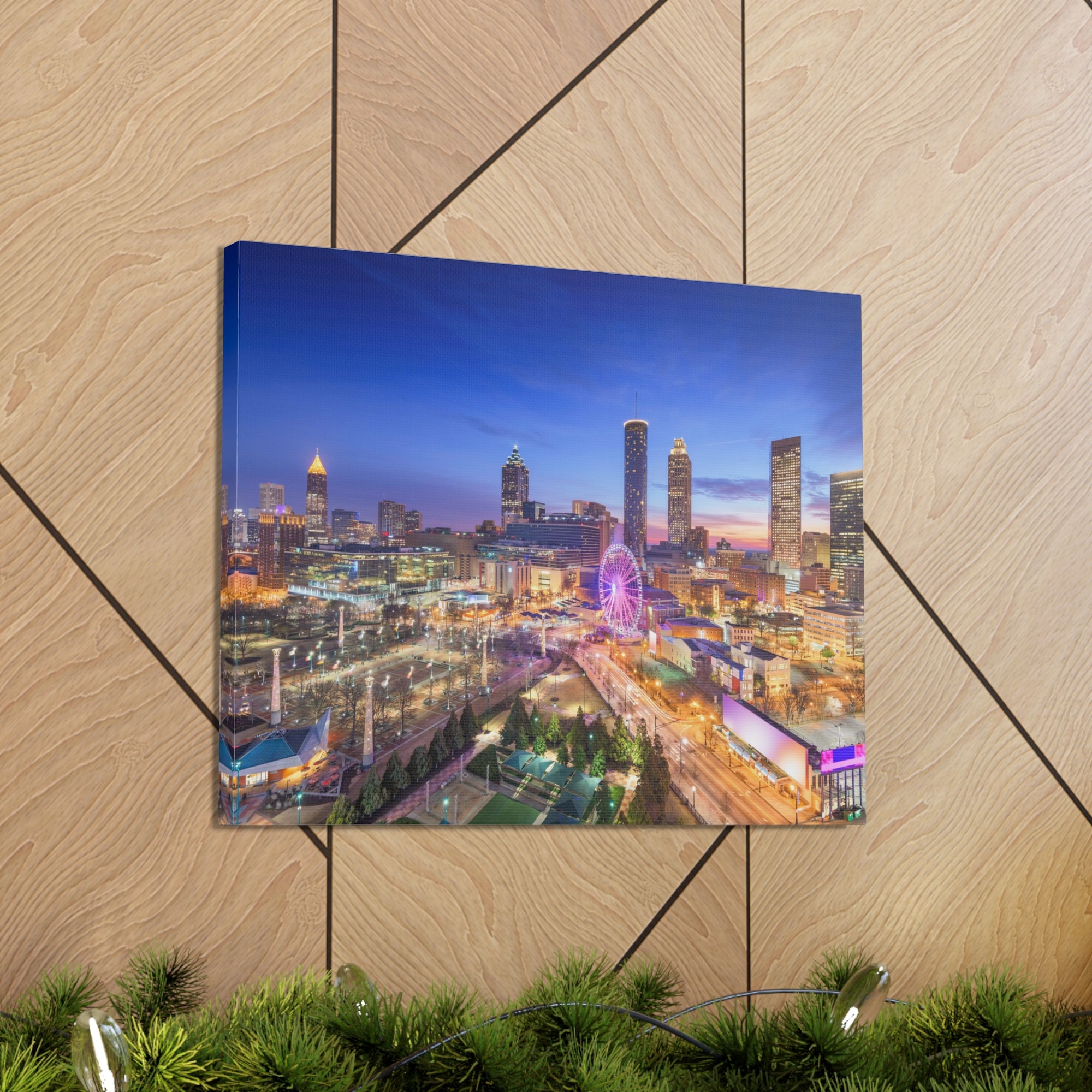 Atlanta Night Skyline Canvas Artwork High-Quality Breathtaking Stunning Cityscape for Home Decor Ready to Hang-Express Your Love Gifts