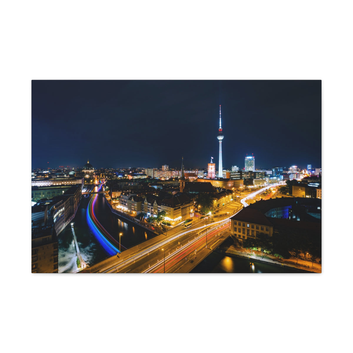 Berlin Night Skyline Canvas Artwork High-Quality Breathtaking Stunning Cityscape for Home Decor Ready to Hang-Express Your Love Gifts