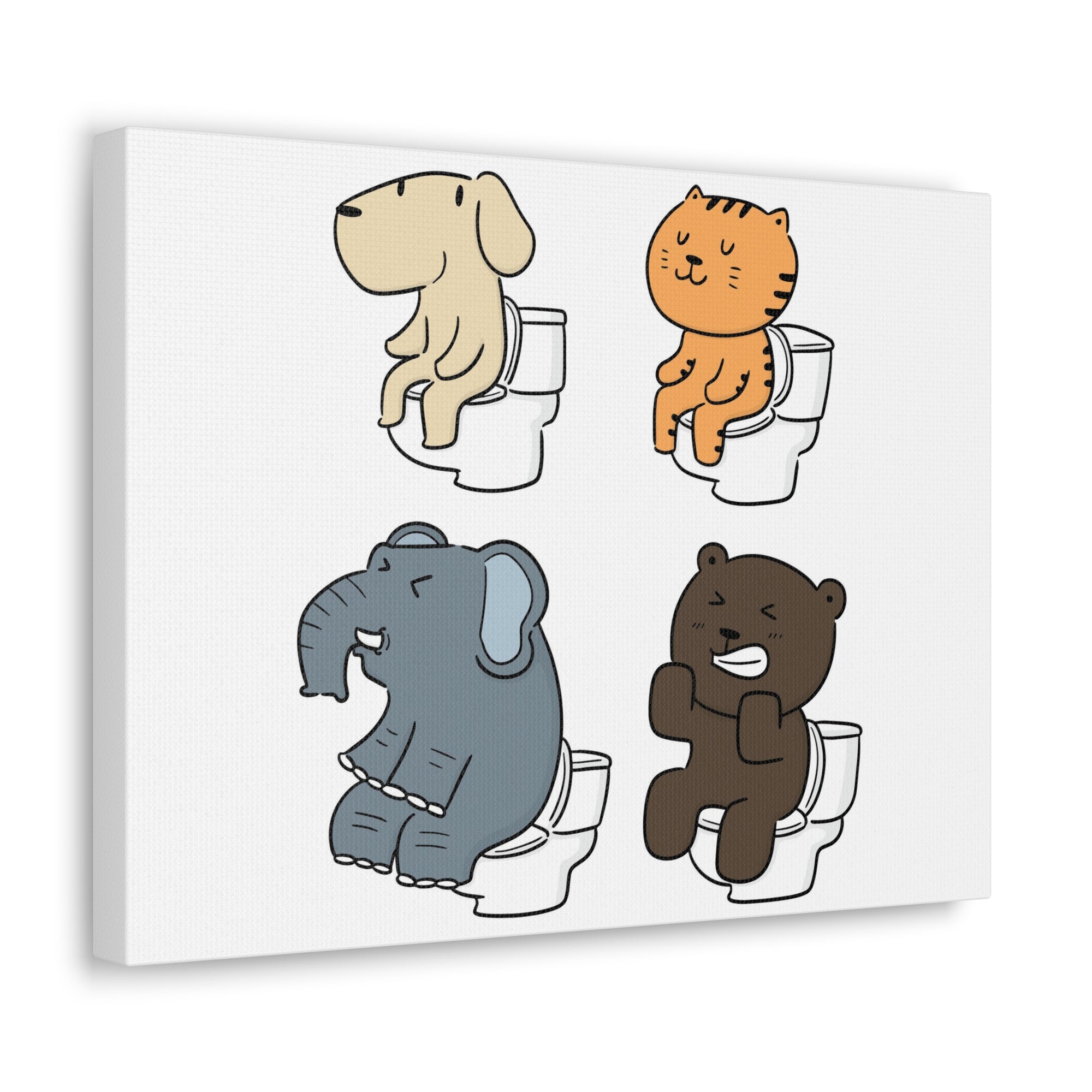 Set Of Animals Sitting On Toilet Funny Canvas Wall Art for Home Decor Ready-to-Hand-Express Your Love Gifts