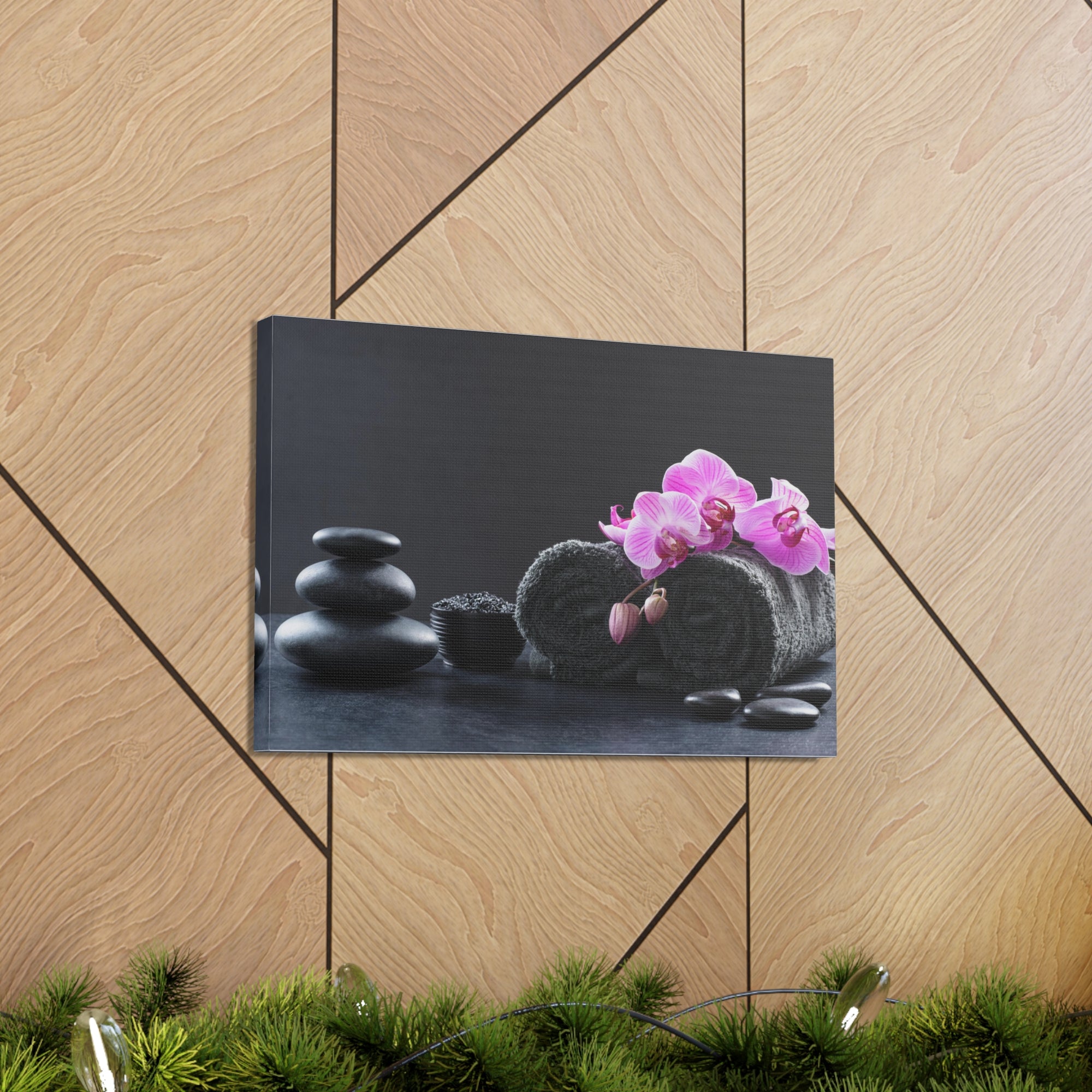 Black Spa Setting Forest Floral Nature Photography Canvas Wall Art for Home Decor Ready-to-Hang-Express Your Love Gifts