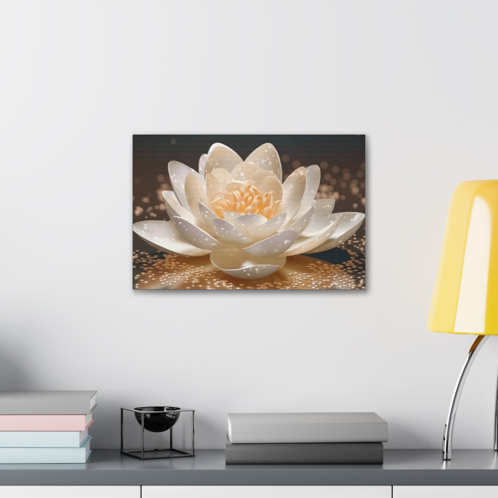 Beautiful White Lotus Flower Canvas Wall Art for Home Decor Ready-to-Hang-Express Your Love Gifts