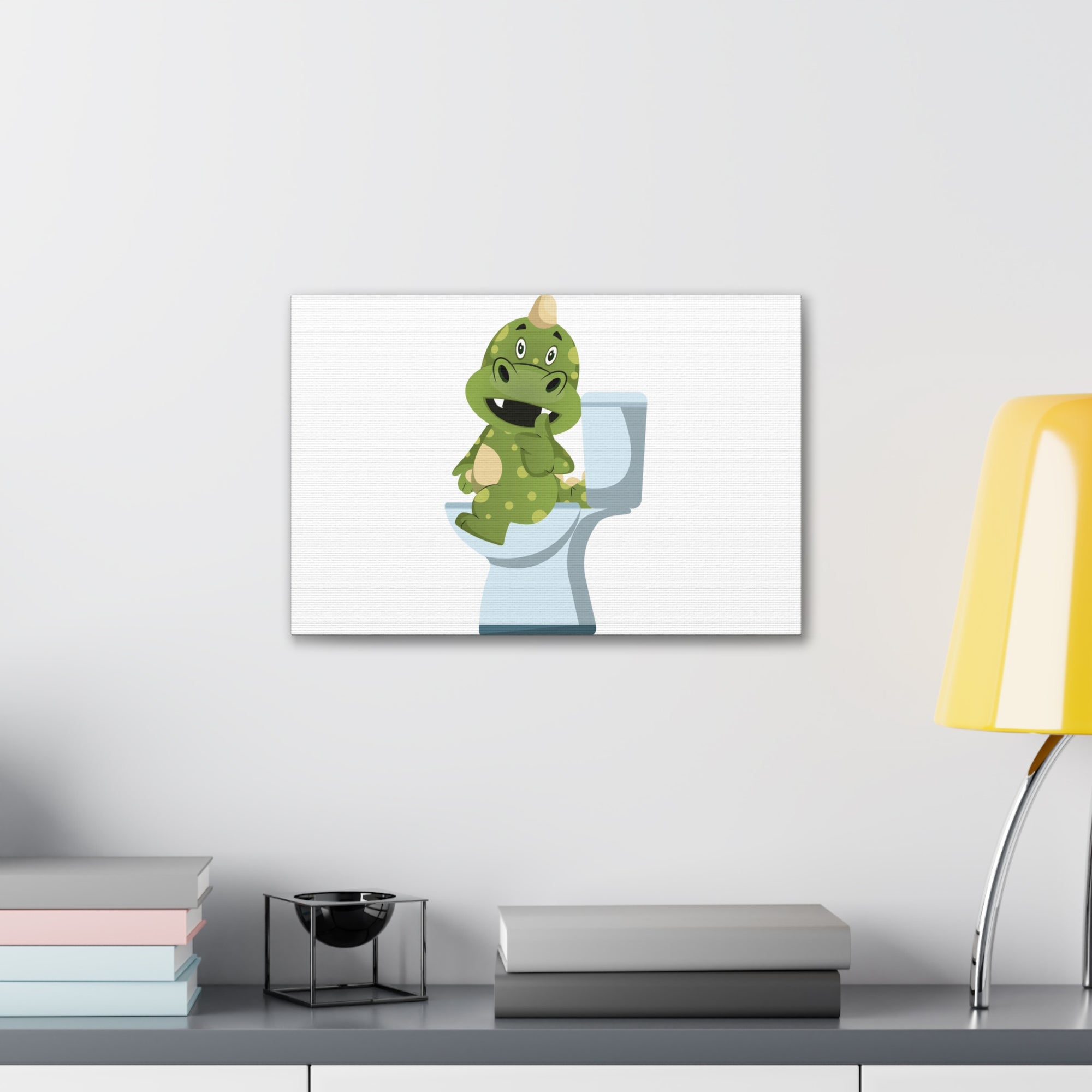 Green Dragon Sitting On Toilet Funny Canvas Wall Art for Home Decor Ready-to-Hand-Express Your Love Gifts