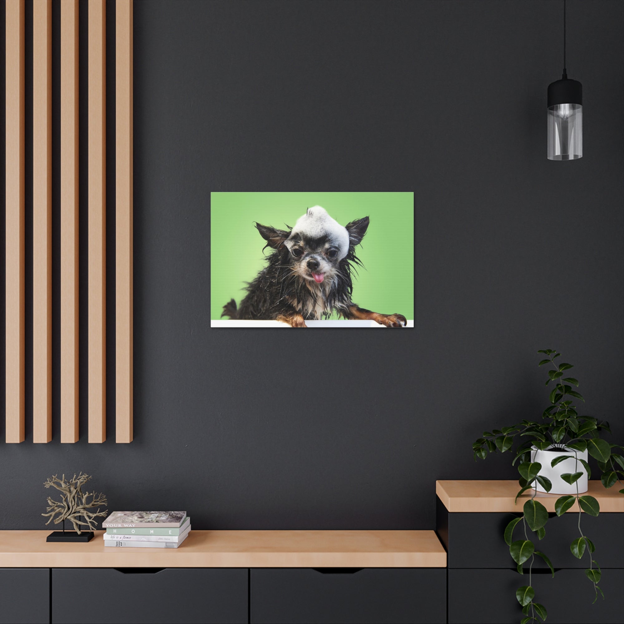 Funny Chihuahua Bath Canvas Wall Art for Home Decor Ready-to-Hang-Express Your Love Gifts