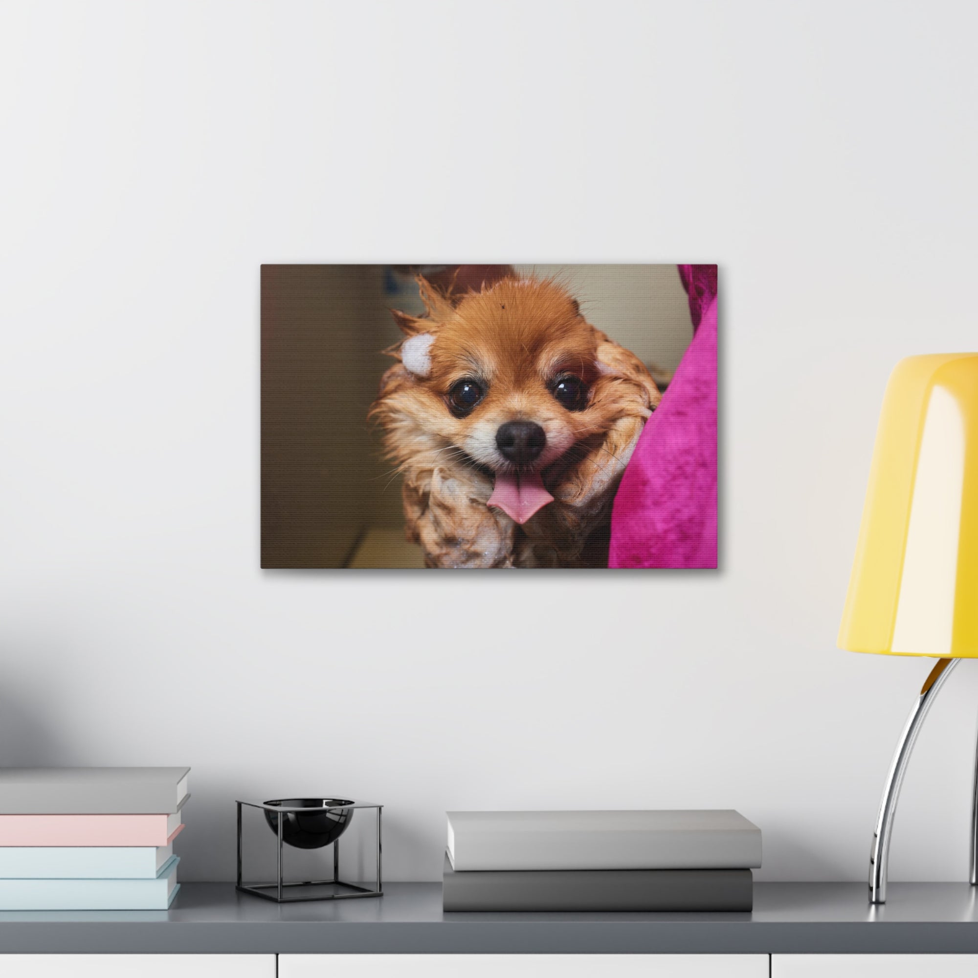 Funny Corgi Bathee Canvas Wall Art for Home Decor Ready-to-Hang-Express Your Love Gifts