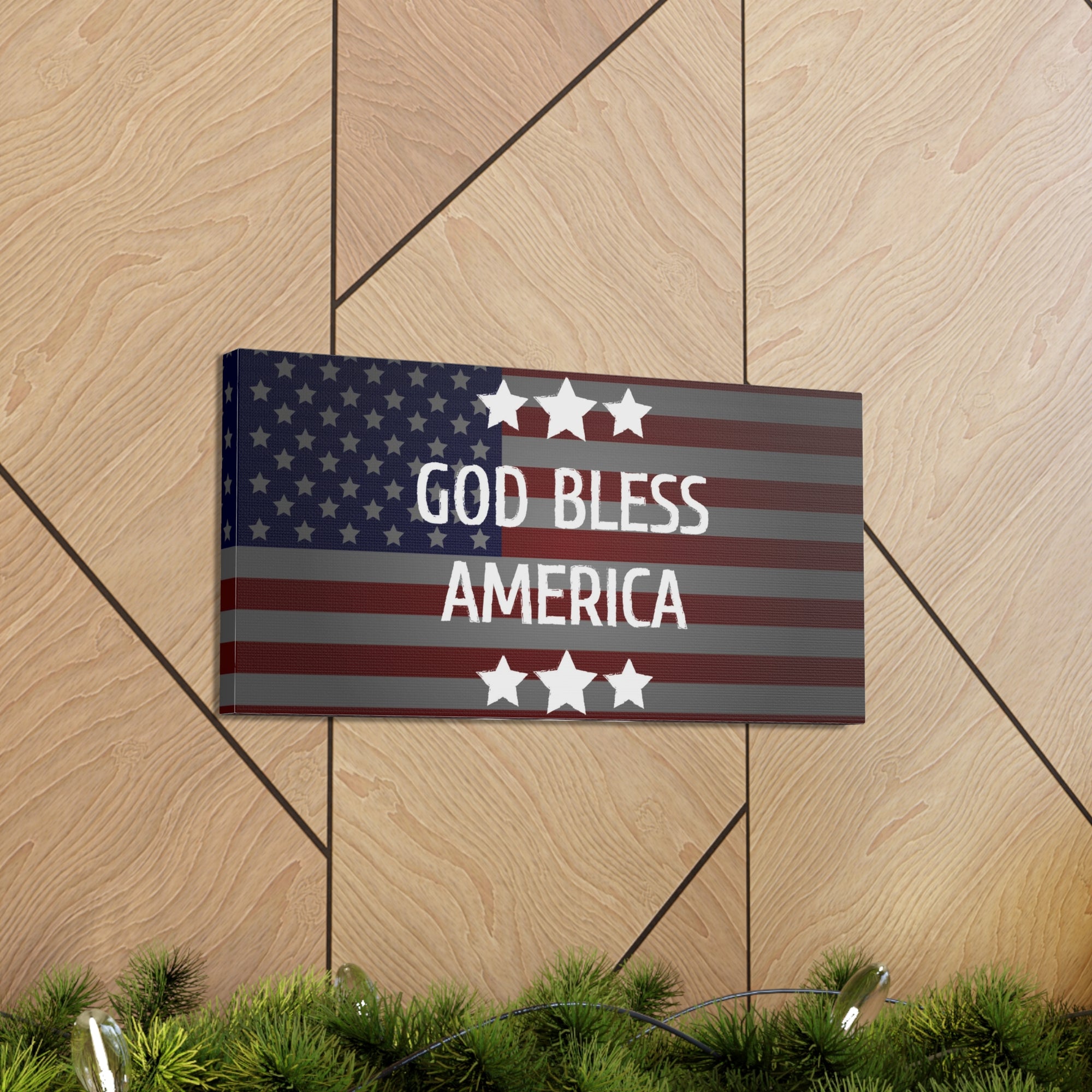 God Bless America Flag Day Concept Canvas Wall Art for Home Decor Ready-to-Hang-Express Your Love Gifts