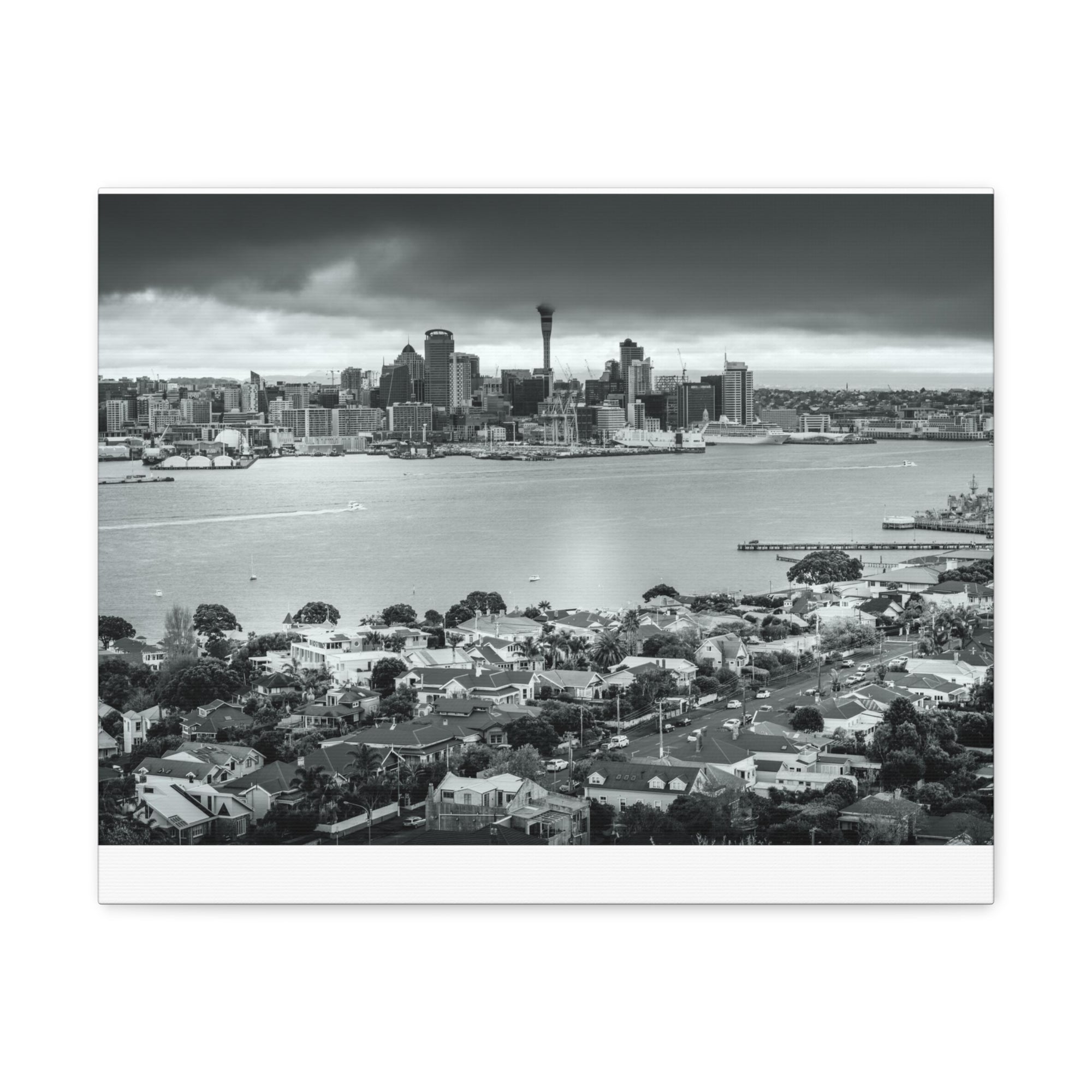 Auckland Black And White Skyline Canvas Artwork High-Quality Breathtaking Stunning Cityscape for Home Decor Ready to Hang-Express Your Love Gifts