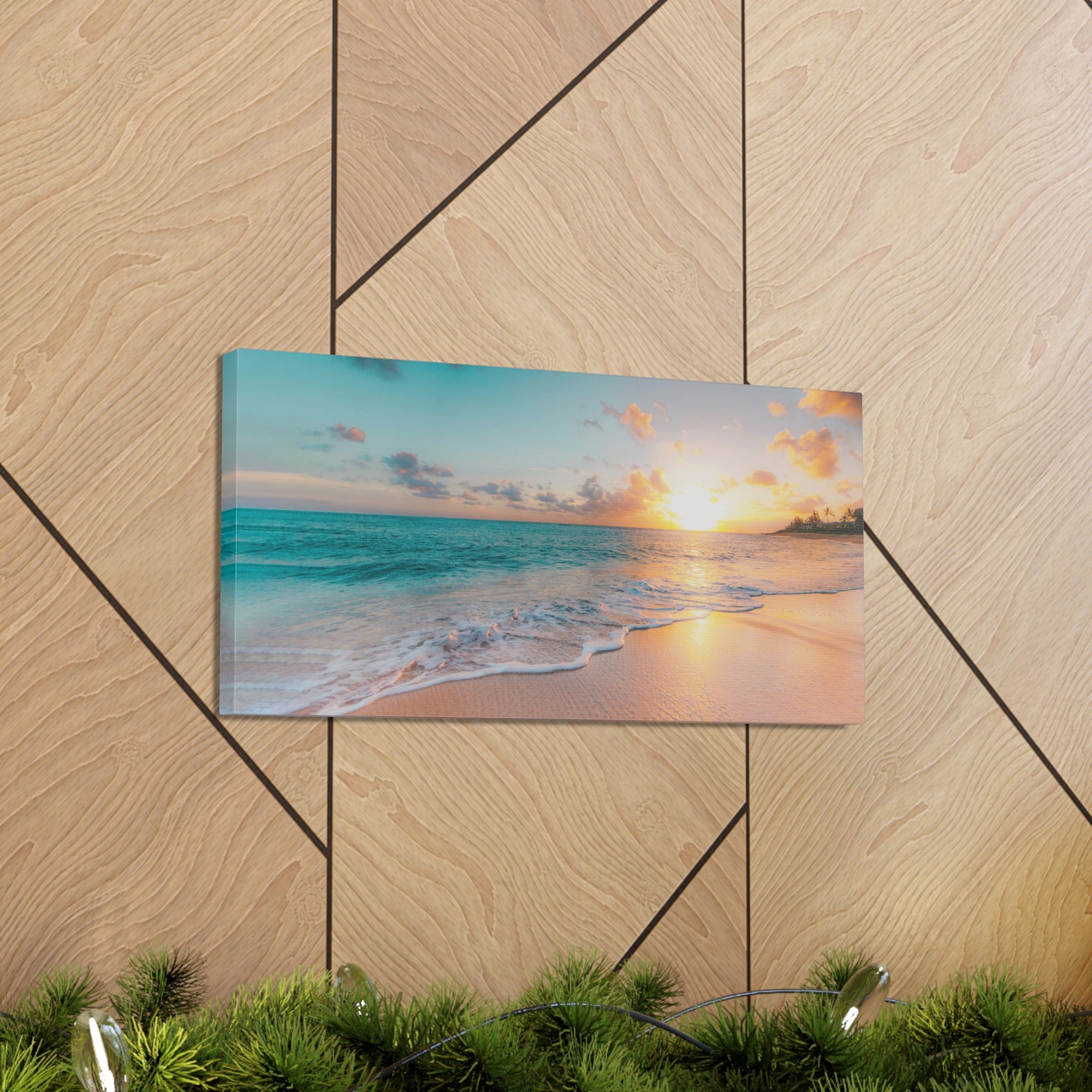 Beach Blue Sky Daylight Ocean Canvas Wall Art for Home Decor Ready-to-Hang-Express Your Love Gifts