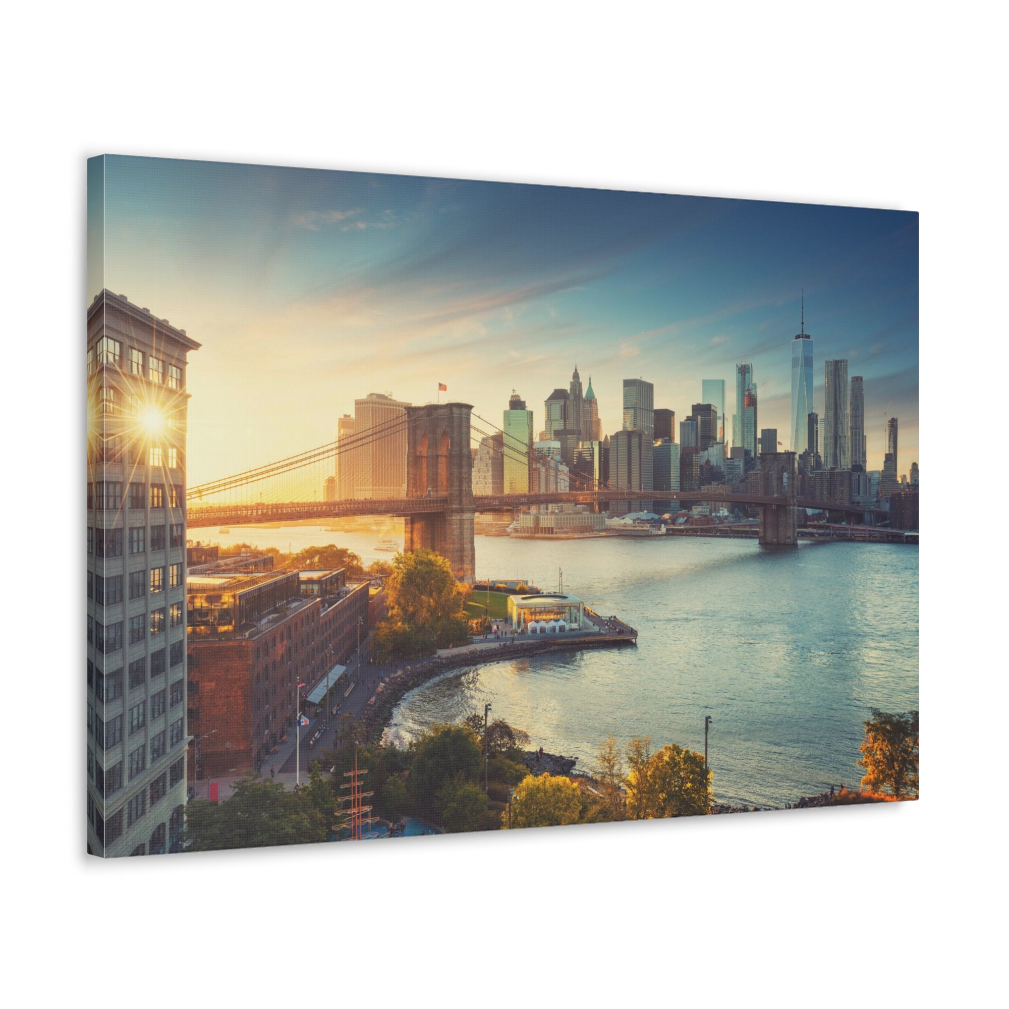 Brooklyn Daytime Skyline Canvas Artwork High-Quality Breathtaking Stunning Cityscape for Home Decor Ready to Hang-Express Your Love Gifts