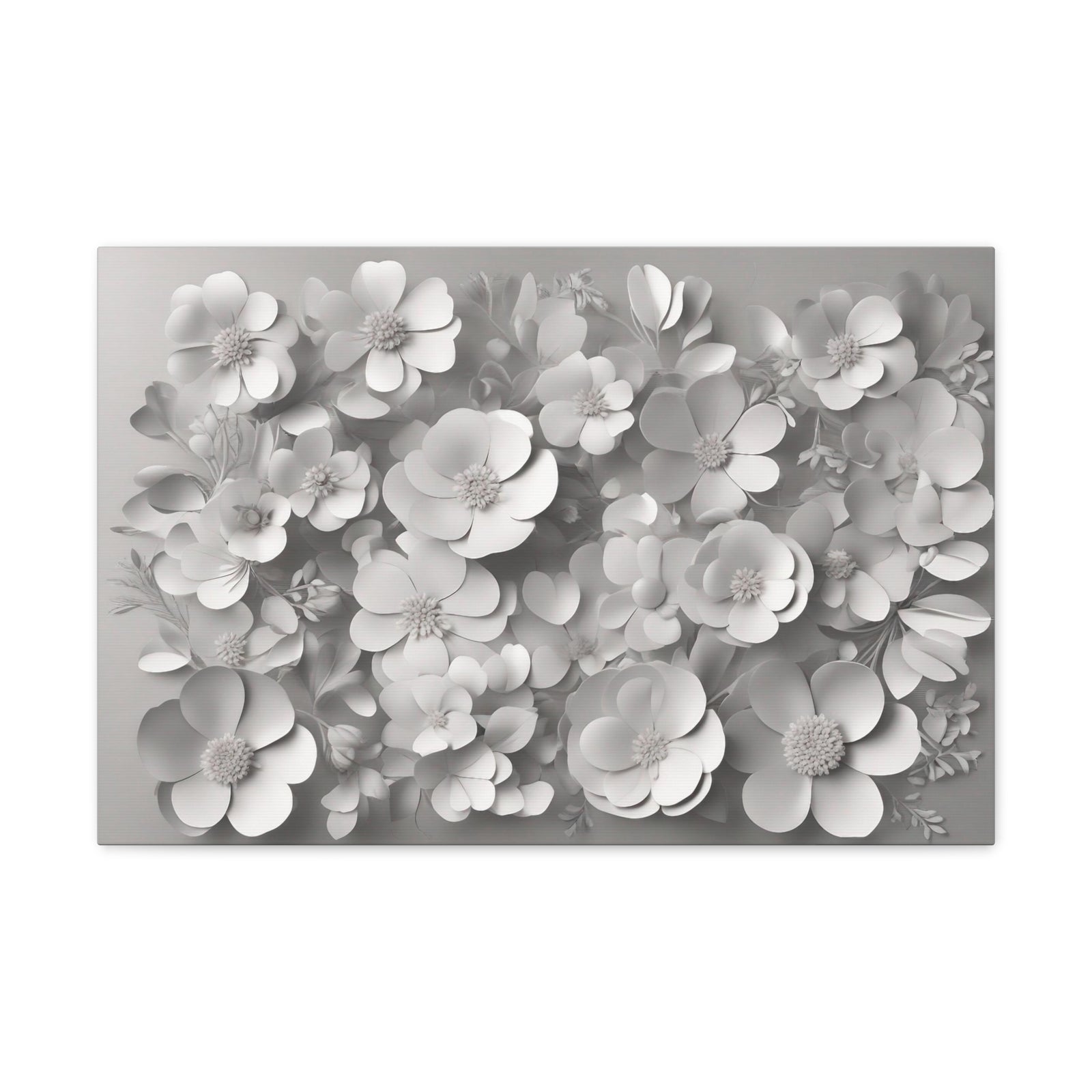 3D Aesthetic White Flower Background Canvas Wall Art for Home Decor Ready-to-Hang-Express Your Love Gifts