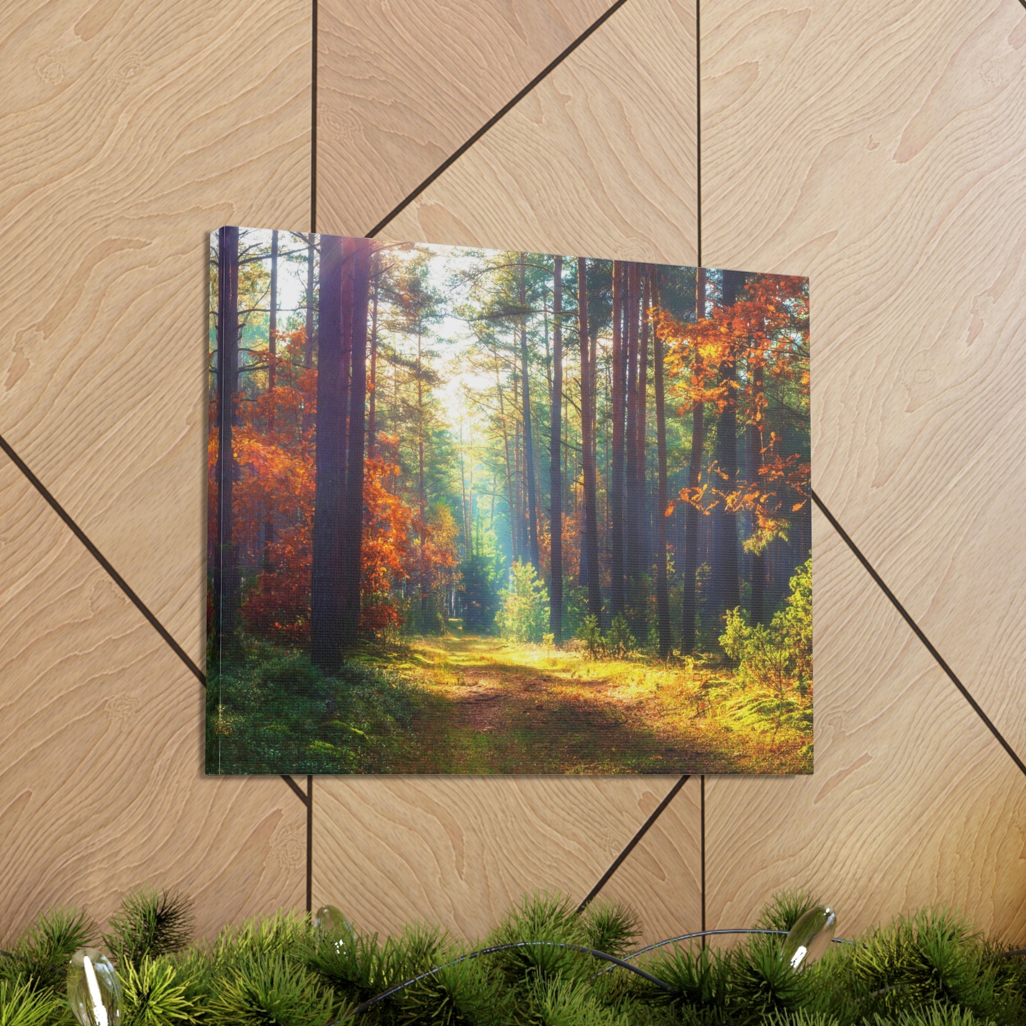 Autumn Fall Leaf Forest Nature Wilderness Photography Canvas Wall Art for Home Decor Ready-to-Hang-Express Your Love Gifts