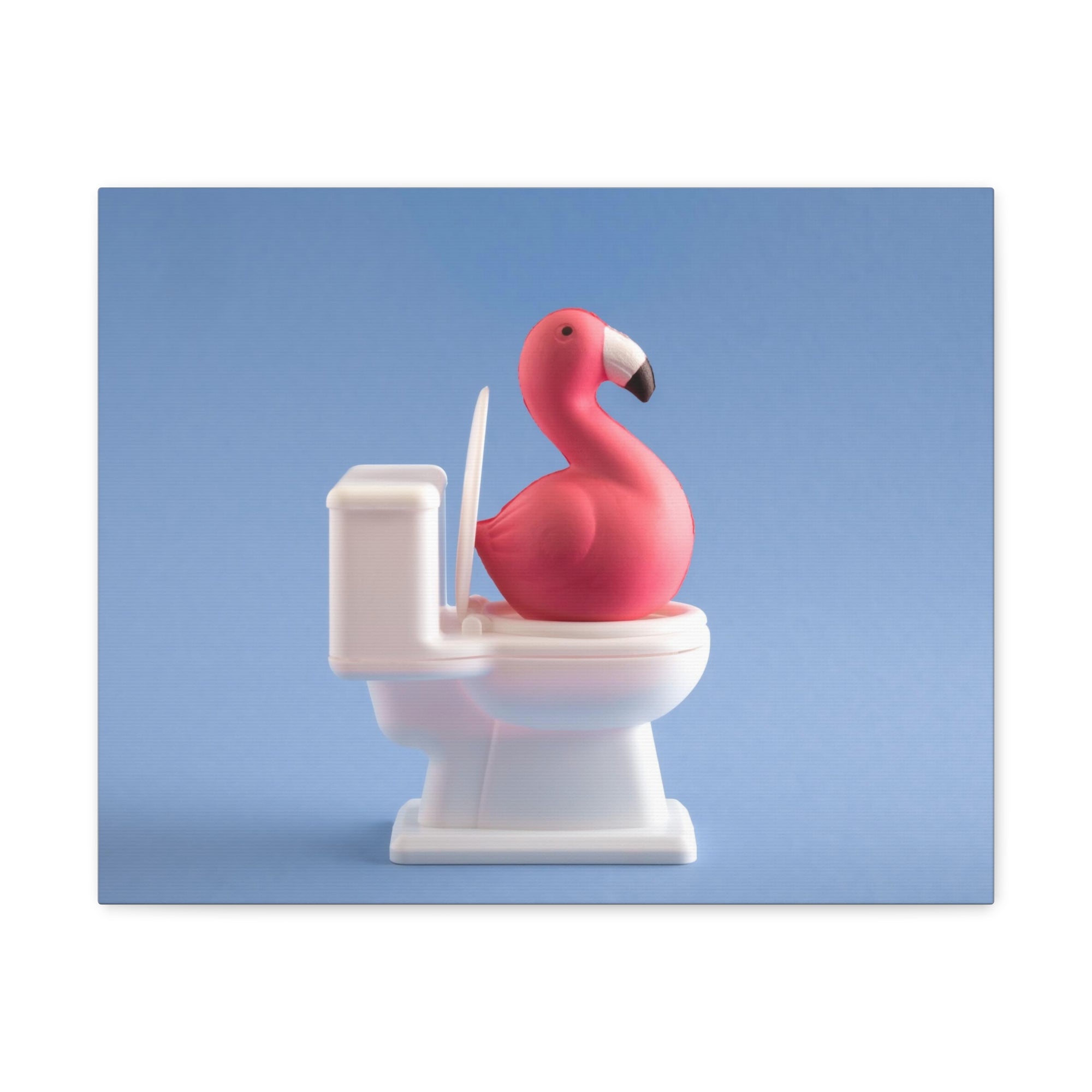 Cute Pink Flamingo Sitting On Toilet Funny Canvas Wall Art for Home Decor Ready-to-Hand-Express Your Love Gifts