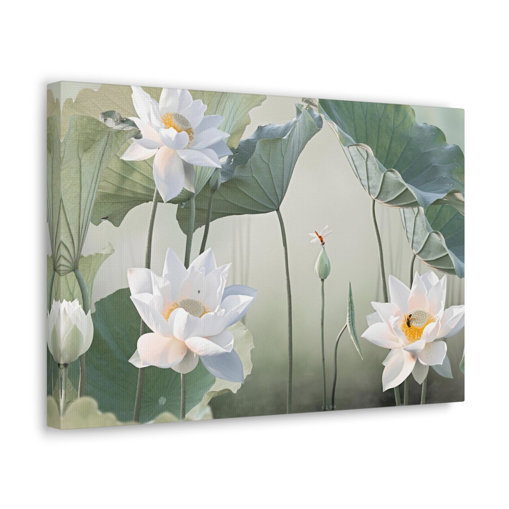 Beautiful White Lotus Flower Canvas Wall Art for Home Decor Ready-to-Hang-Express Your Love Gifts