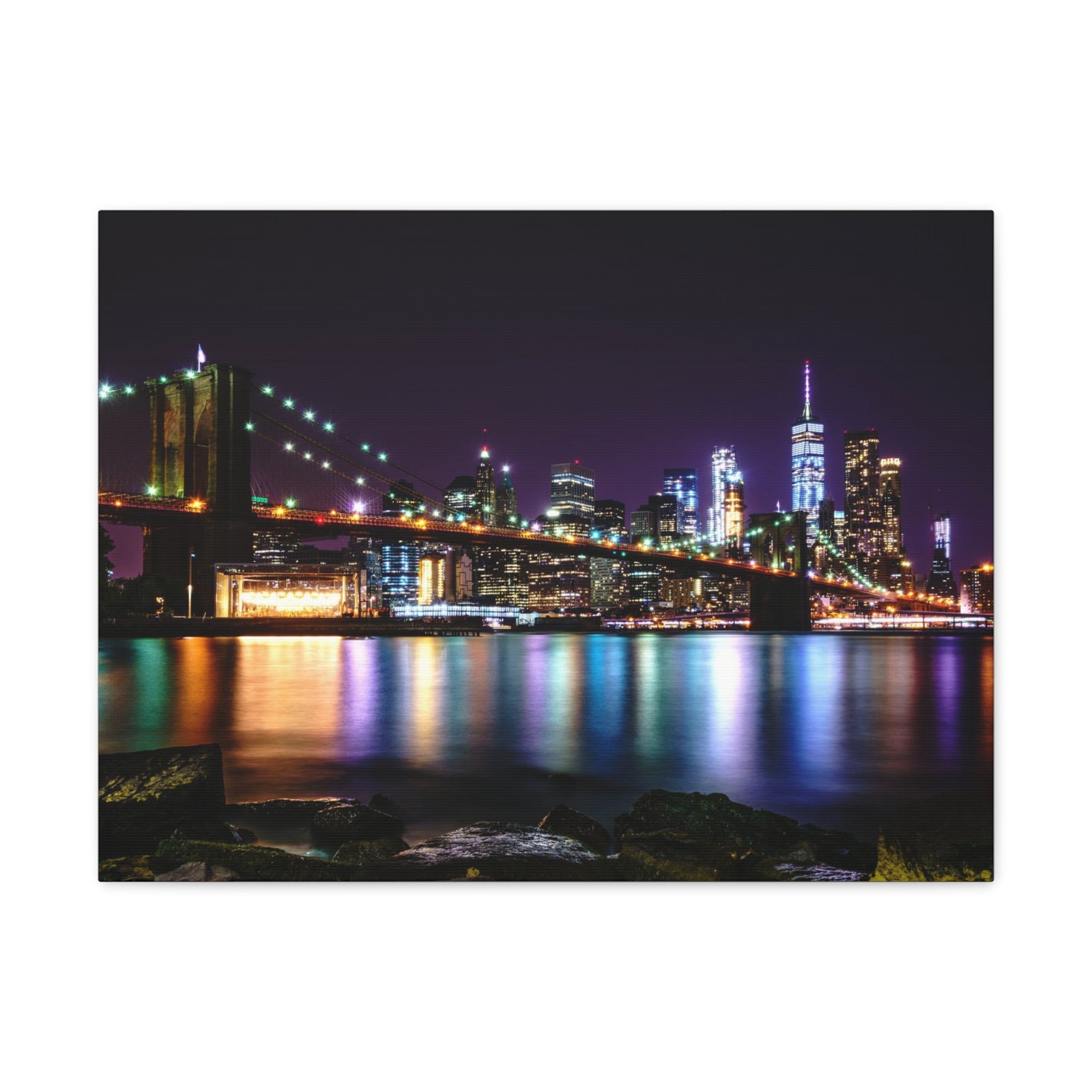 Brooklyn Night Skyline Canvas Artwork High-Quality Breathtaking Stunning Cityscape for Home Decor Ready to Hang-Express Your Love Gifts