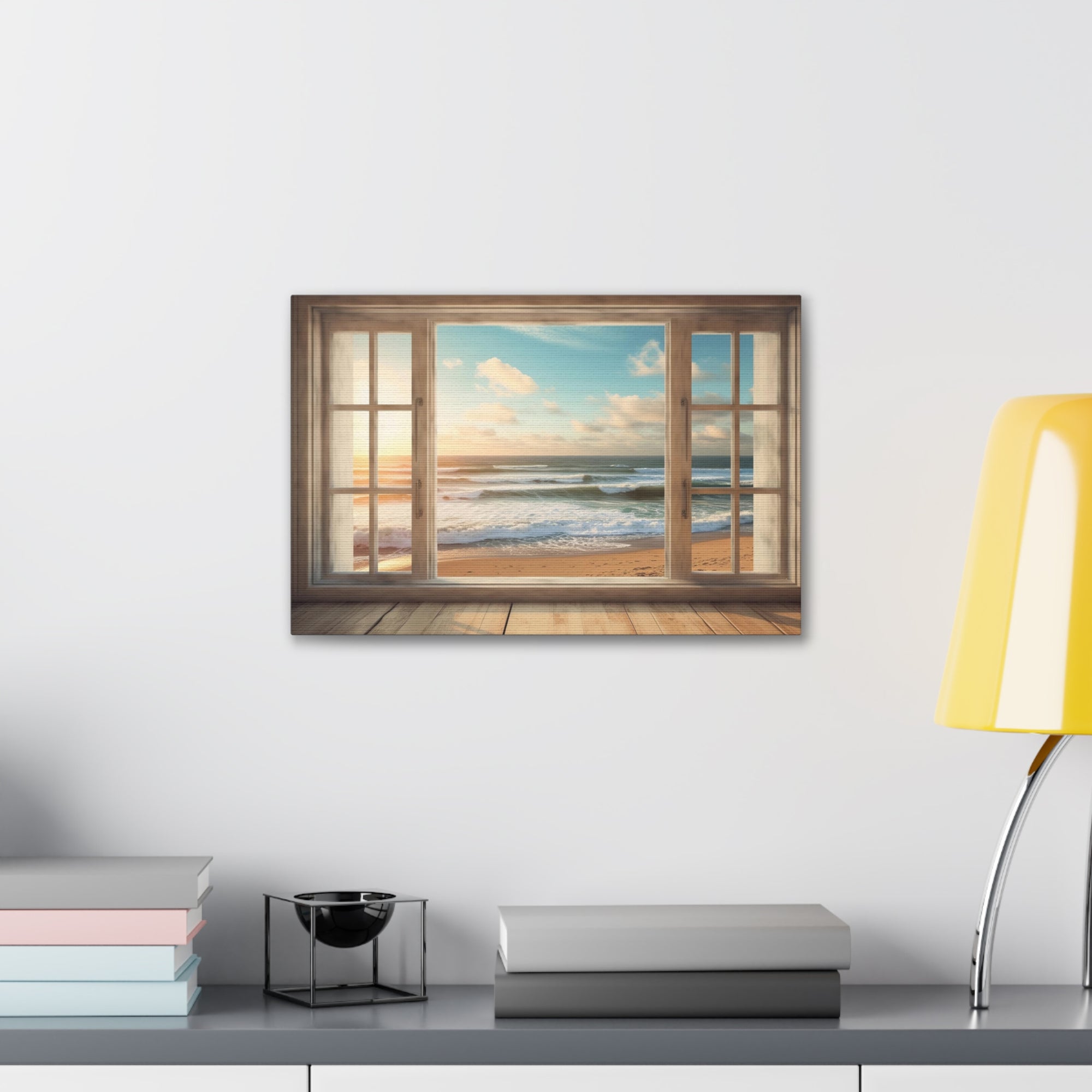 Beautiful Ocean View Window Luxury Ocean Canvas Wall Art for Home Decor Ready-to-Hang-Express Your Love Gifts