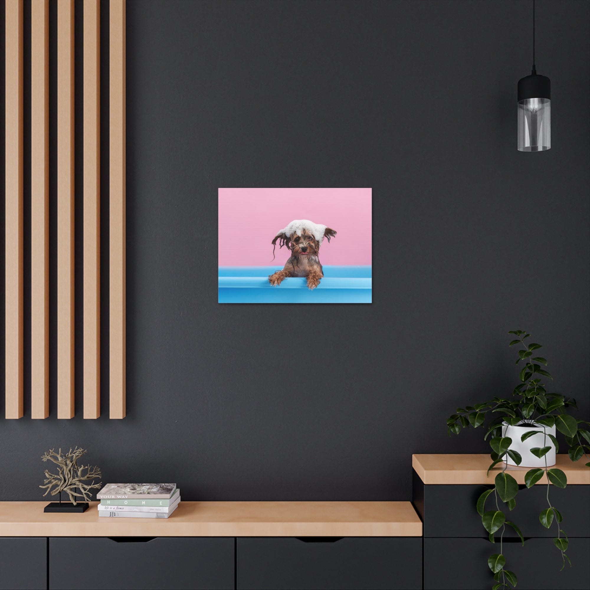 Funny Yorkshire Terrier Bathee Canvas Wall Art for Home Decor Ready-to-Hang-Express Your Love Gifts