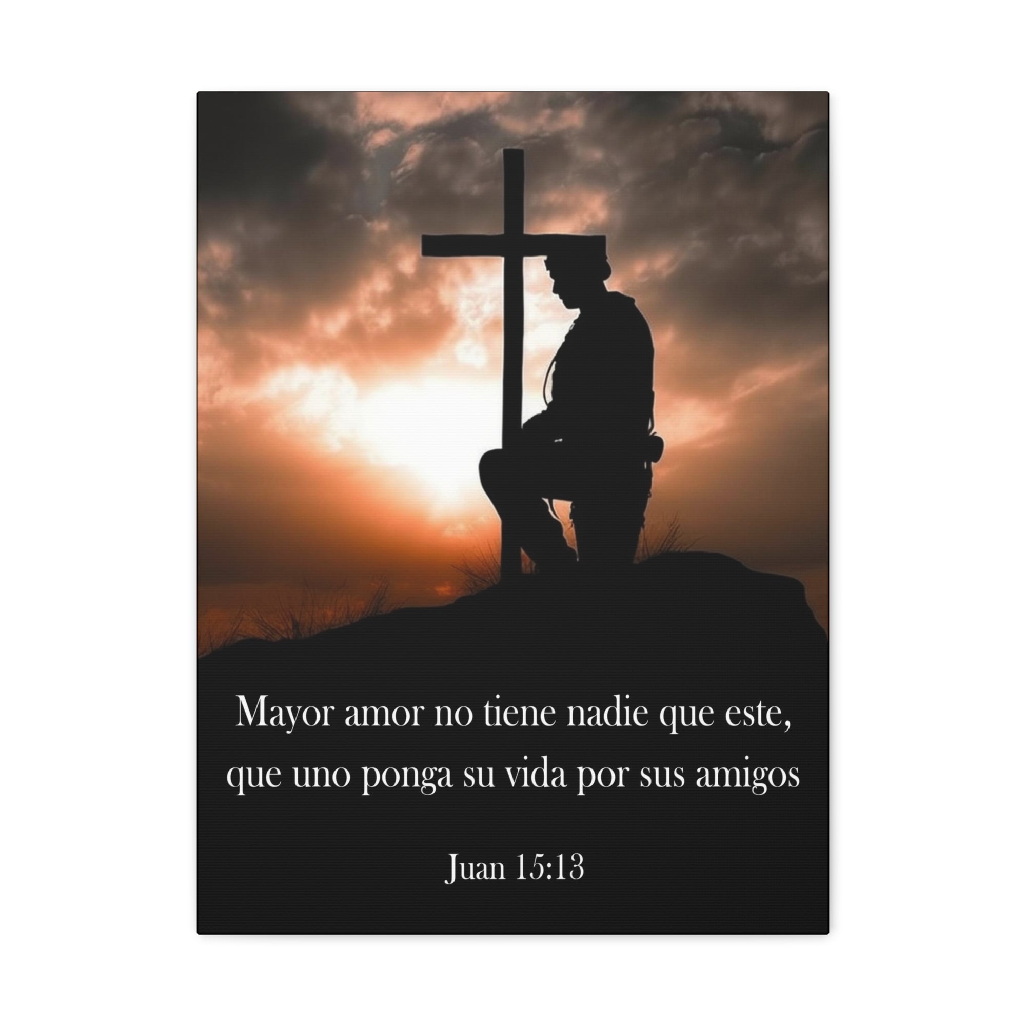Scripture Walls Juan 15:13 Greater Love Soldier Spanish Christian Wall Art Print Ready to Hang Unframed-Express Your Love Gifts