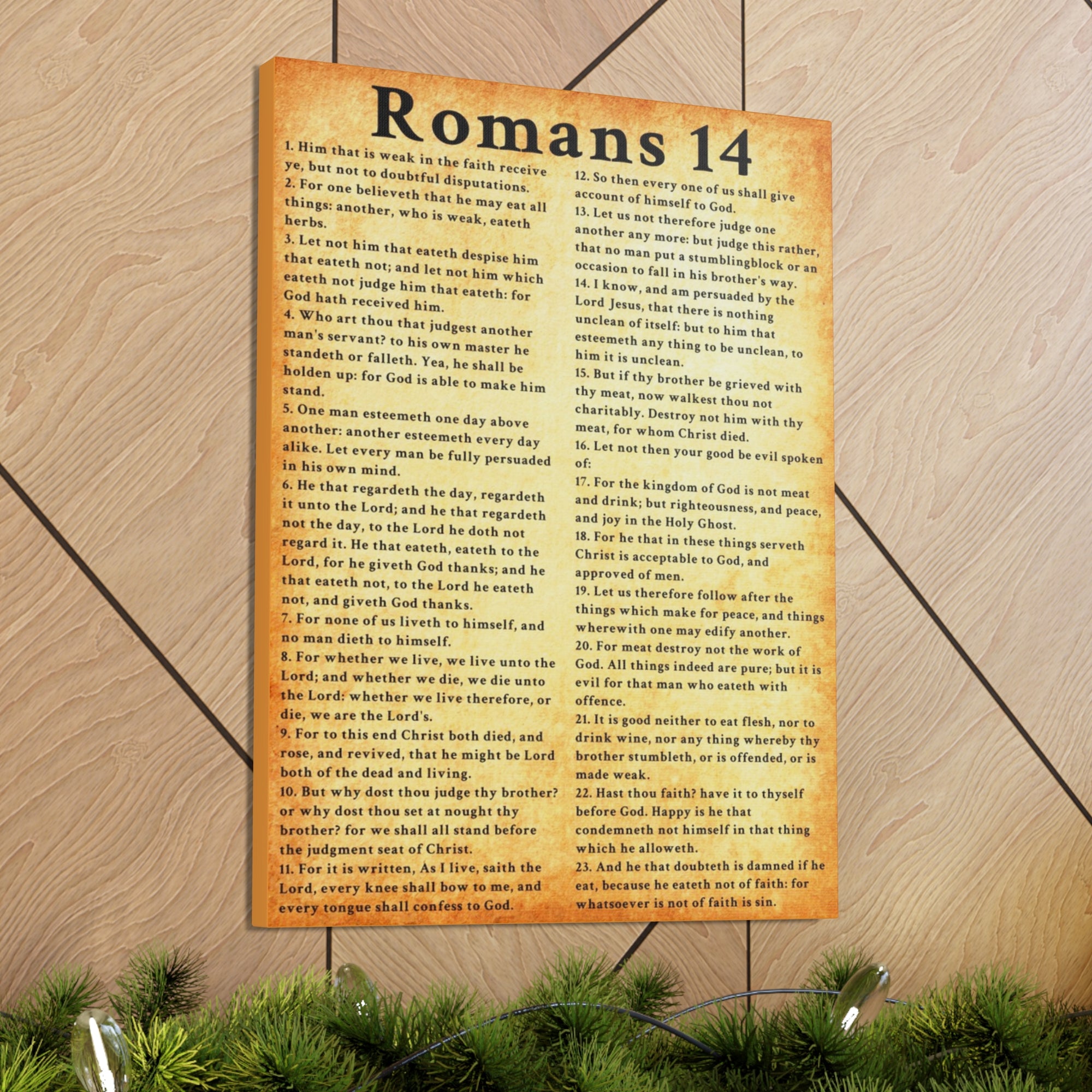 Scripture Walls Romans 14 Gold Bible Verse Canvas Christian Wall Art Ready to Hang Unframed-Express Your Love Gifts