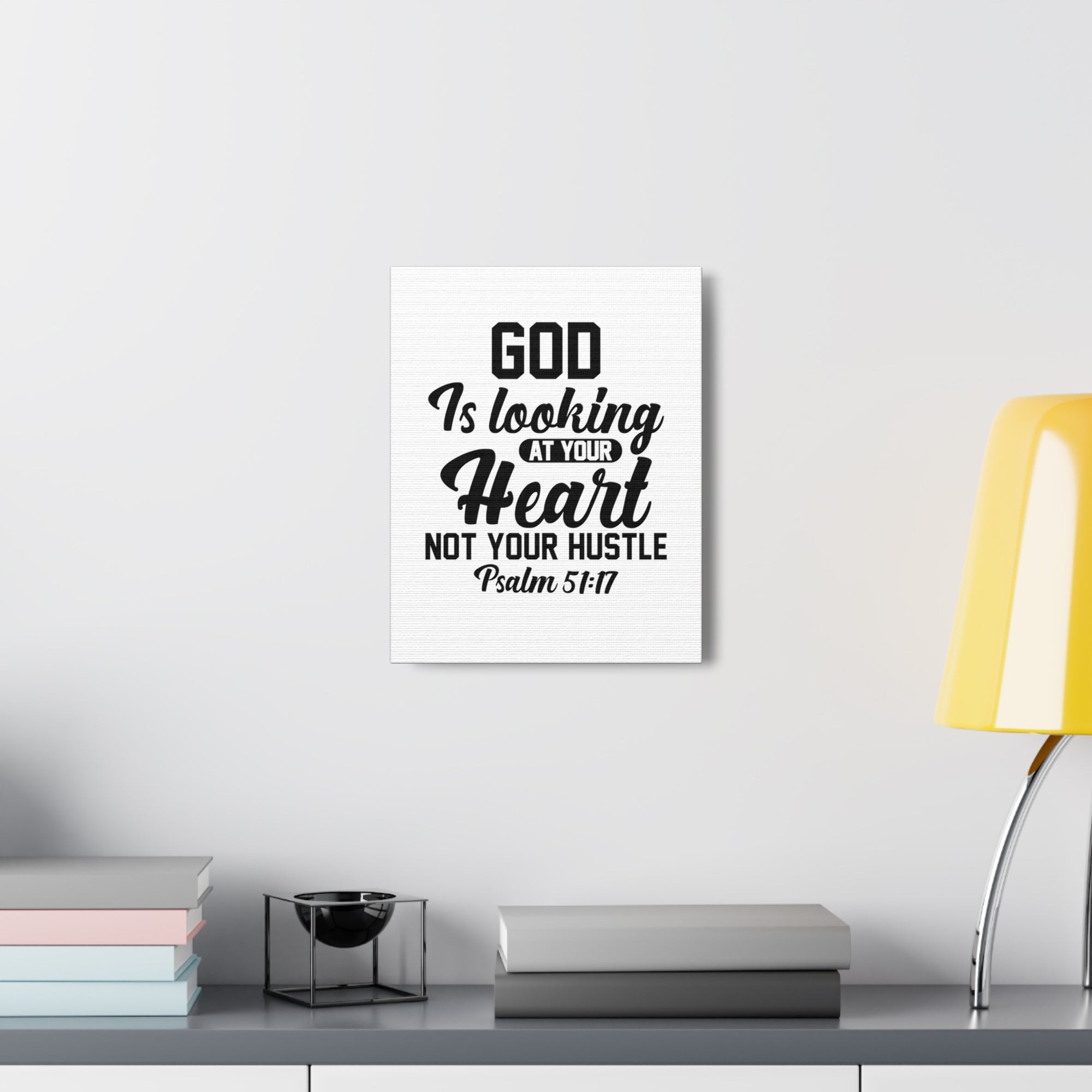 Scripture Walls Psalm 51:17 God is Looking at Your Heart Bible Verse Canvas Christian Wall Art Ready to Hang Unframed-Express Your Love Gifts