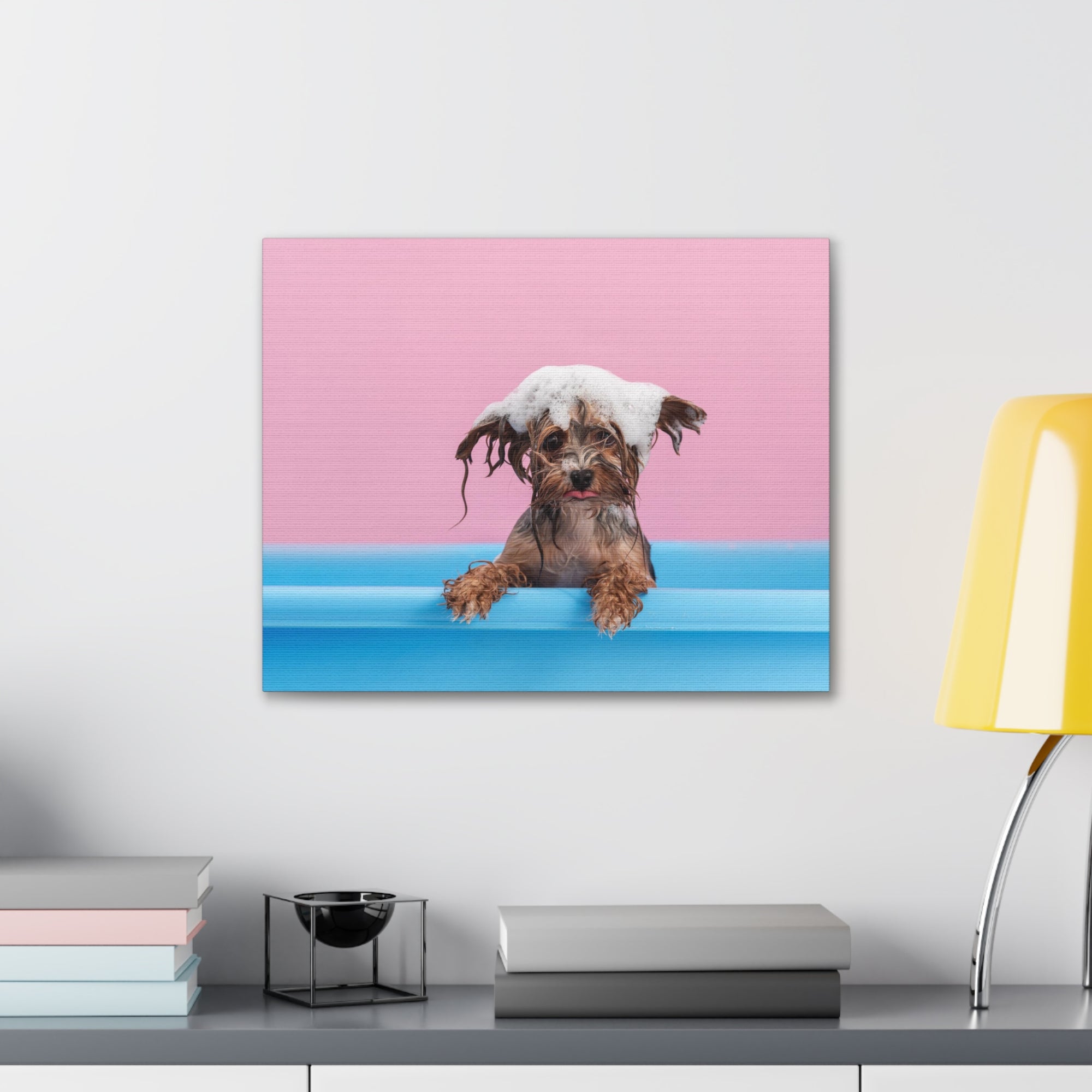 Funny Yorkshire Terrier Bathee Canvas Wall Art for Home Decor Ready-to-Hang-Express Your Love Gifts