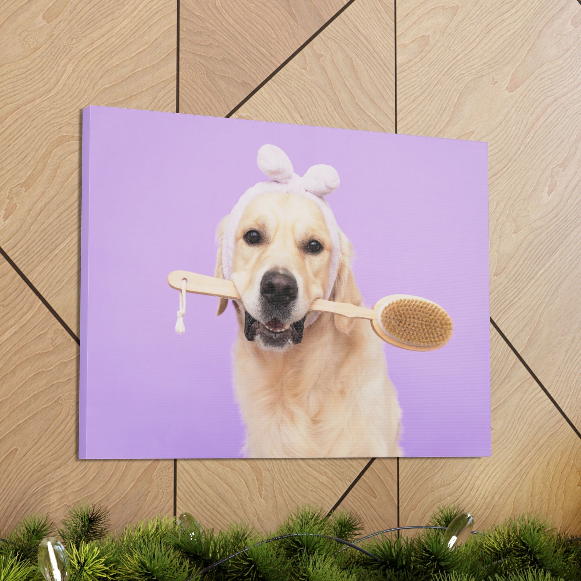 Funny Golden Retriever Bathee Canvas Wall Art for Home Decor Ready-to-Hang-Express Your Love Gifts