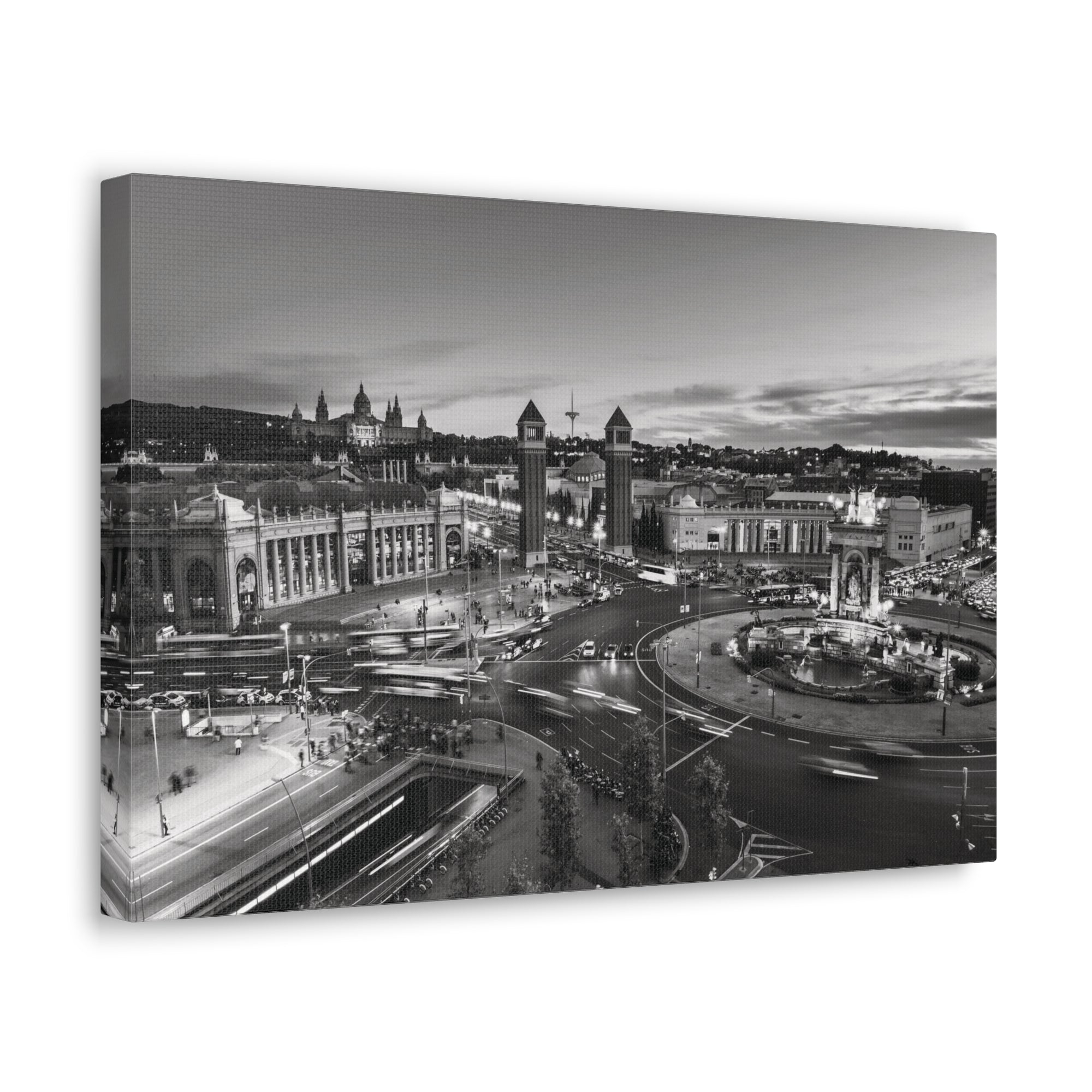 Barcelona Black And White Skyline Canvas Artwork High-Quality Breathtaking Stunning Cityscape for Home Decor Ready to Hang-Express Your Love Gifts