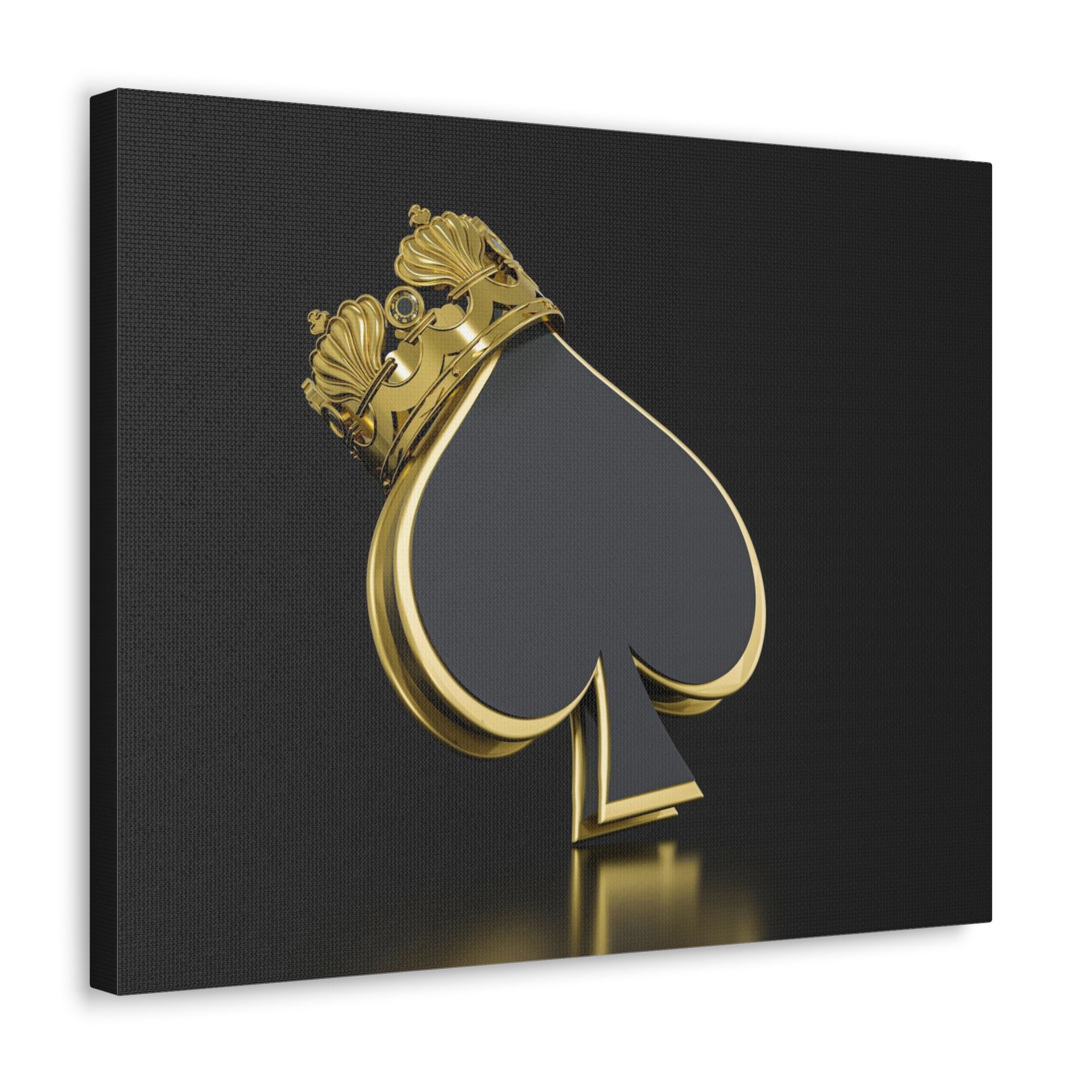 3D Gold Crown Spades Playing Card Canvas Wall Art for Home Decor Ready-to-Hang-Express Your Love Gifts