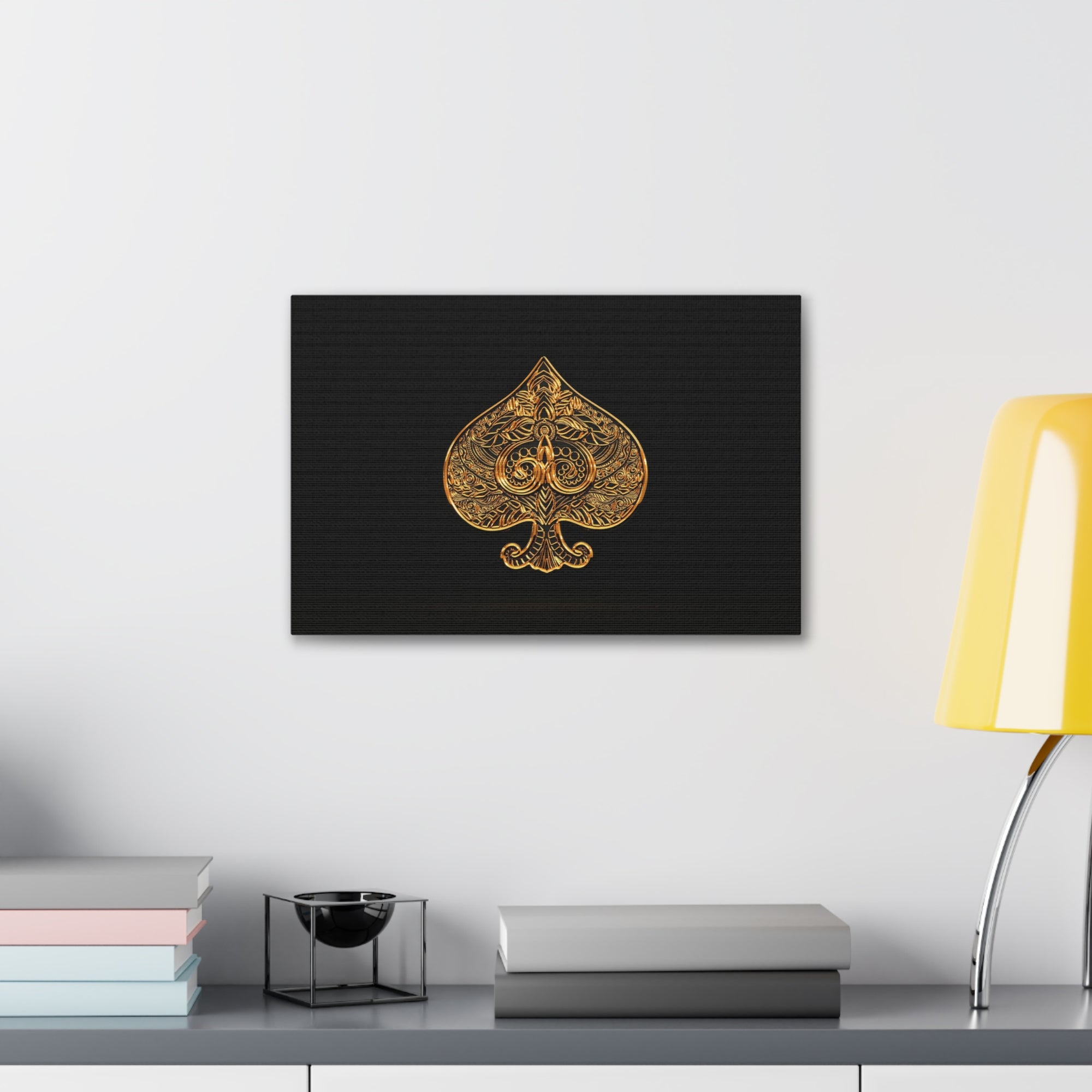 3D Gold Spades Playing Card Canvas Wall Art for Home Decor Ready-to-Hang-Express Your Love Gifts