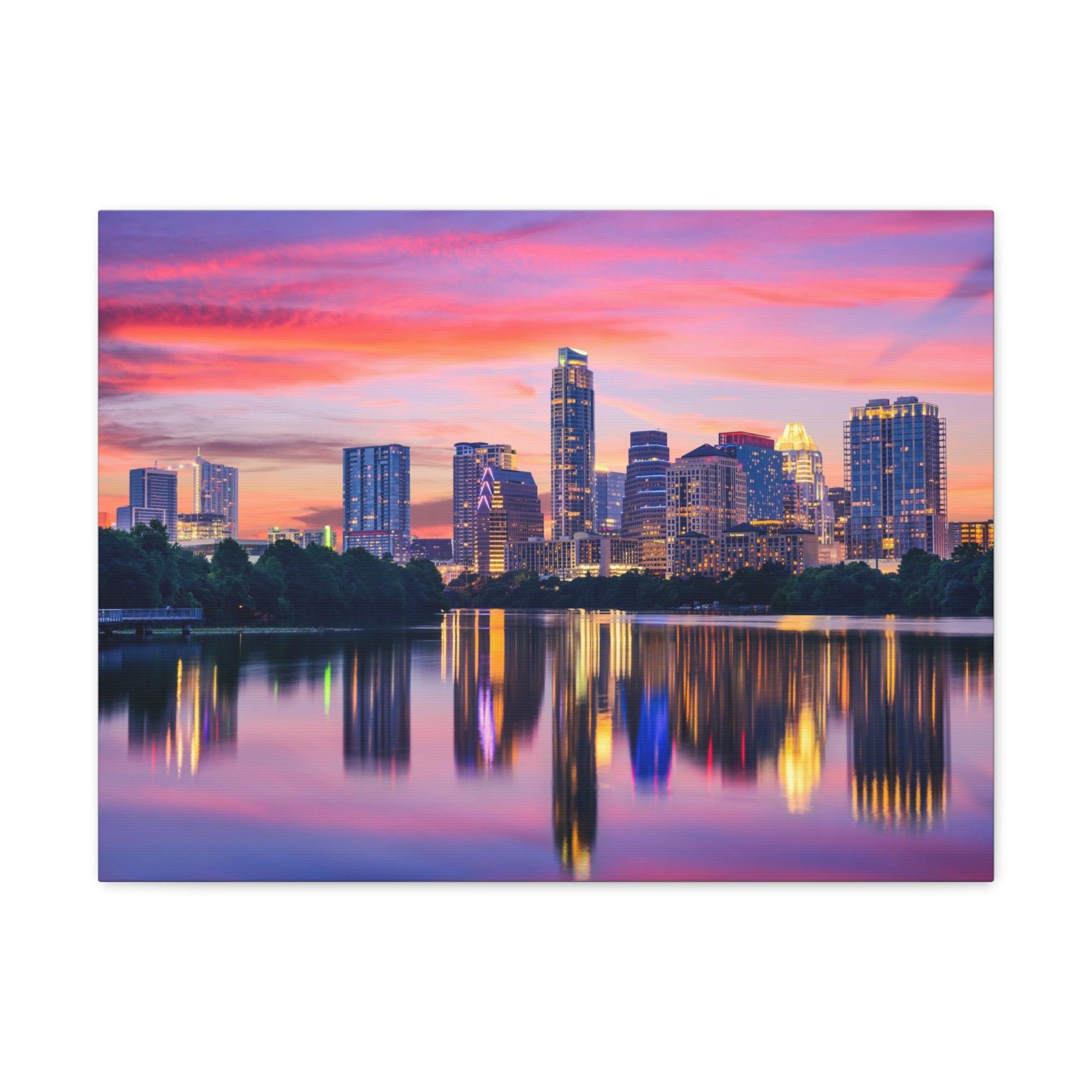 Austin Night Skyline Canvas Artwork High-Quality Breathtaking Stunning Cityscape for Home Decor Ready to Hang-Express Your Love Gifts