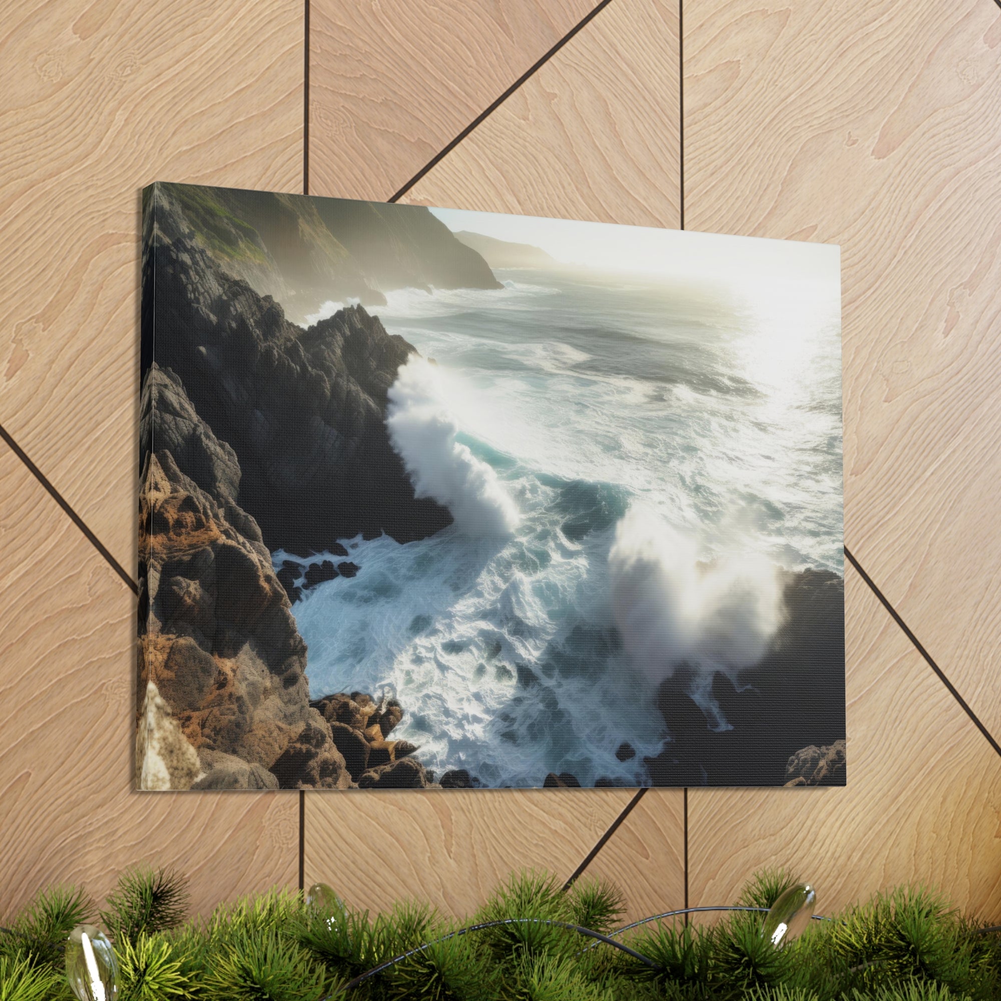 Beautiful Grand Canyon Big Crashing Waves Ocean Canvas Wall Art for Home Decor Ready-to-Hang-Express Your Love Gifts