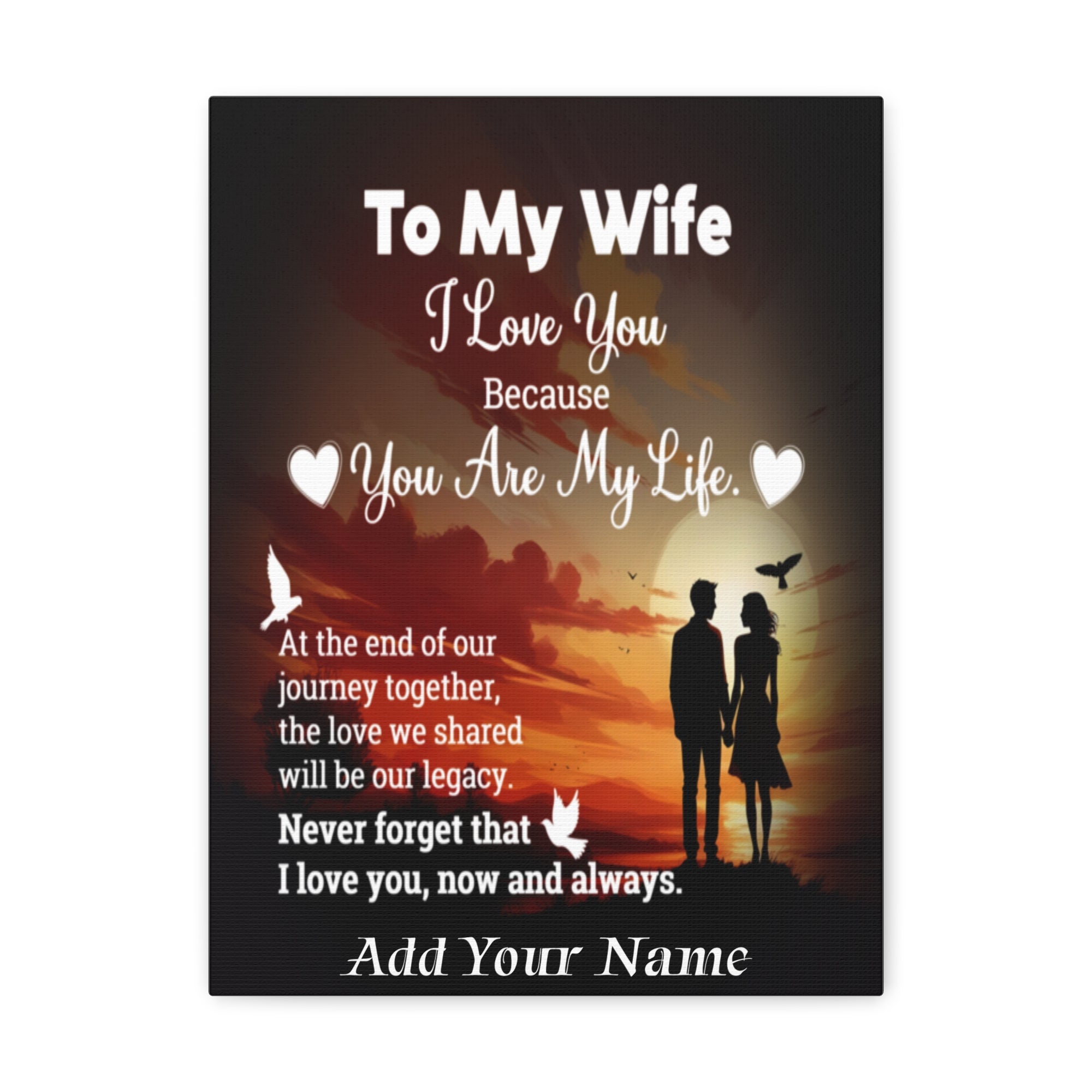 Personalized To My Wife Sunset Romance Canvas Wall Art - Heartfelt Gift of Love & Legacy-Express Your Love Gifts