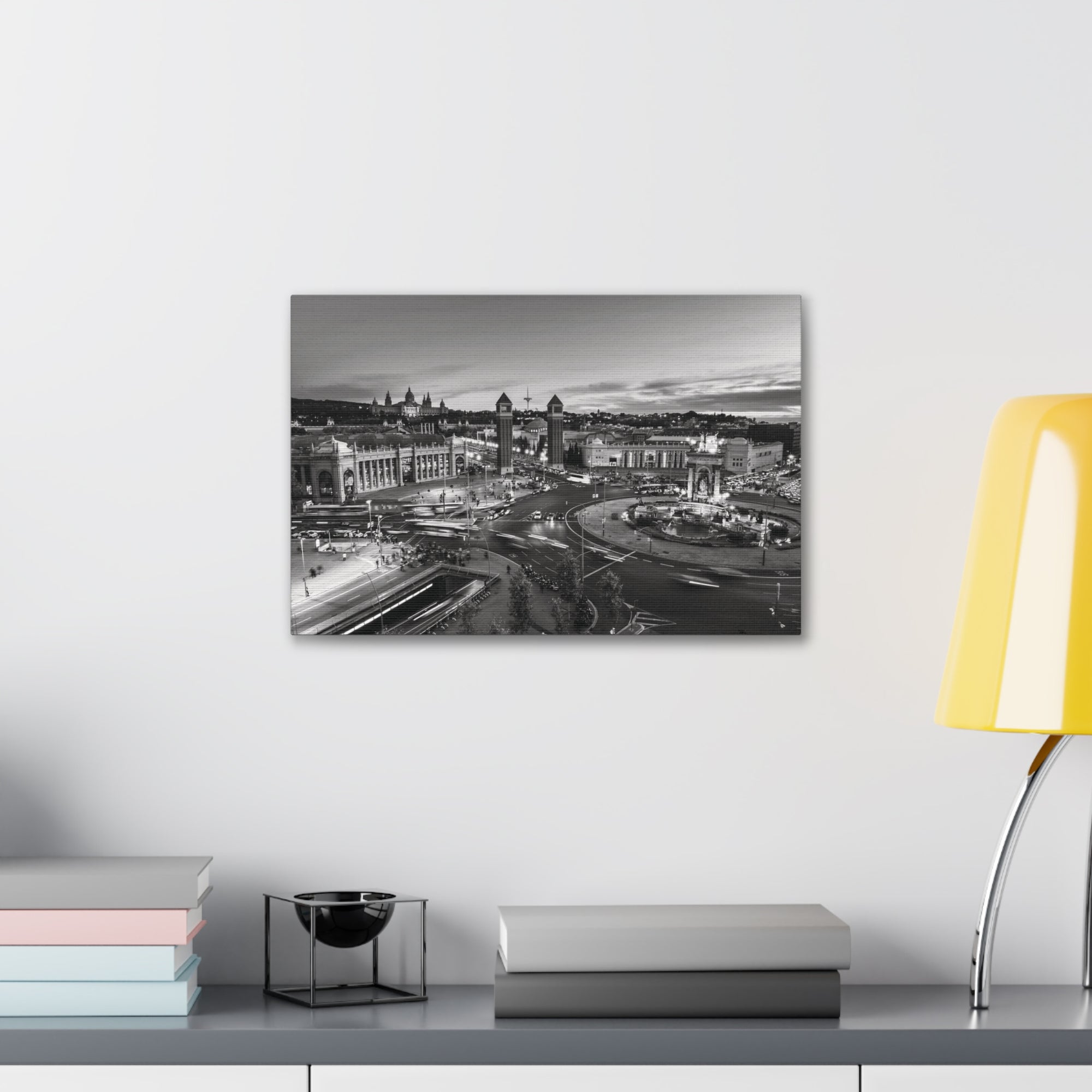 Barcelona Black And White Skyline Canvas Artwork High-Quality Breathtaking Stunning Cityscape for Home Decor Ready to Hang-Express Your Love Gifts