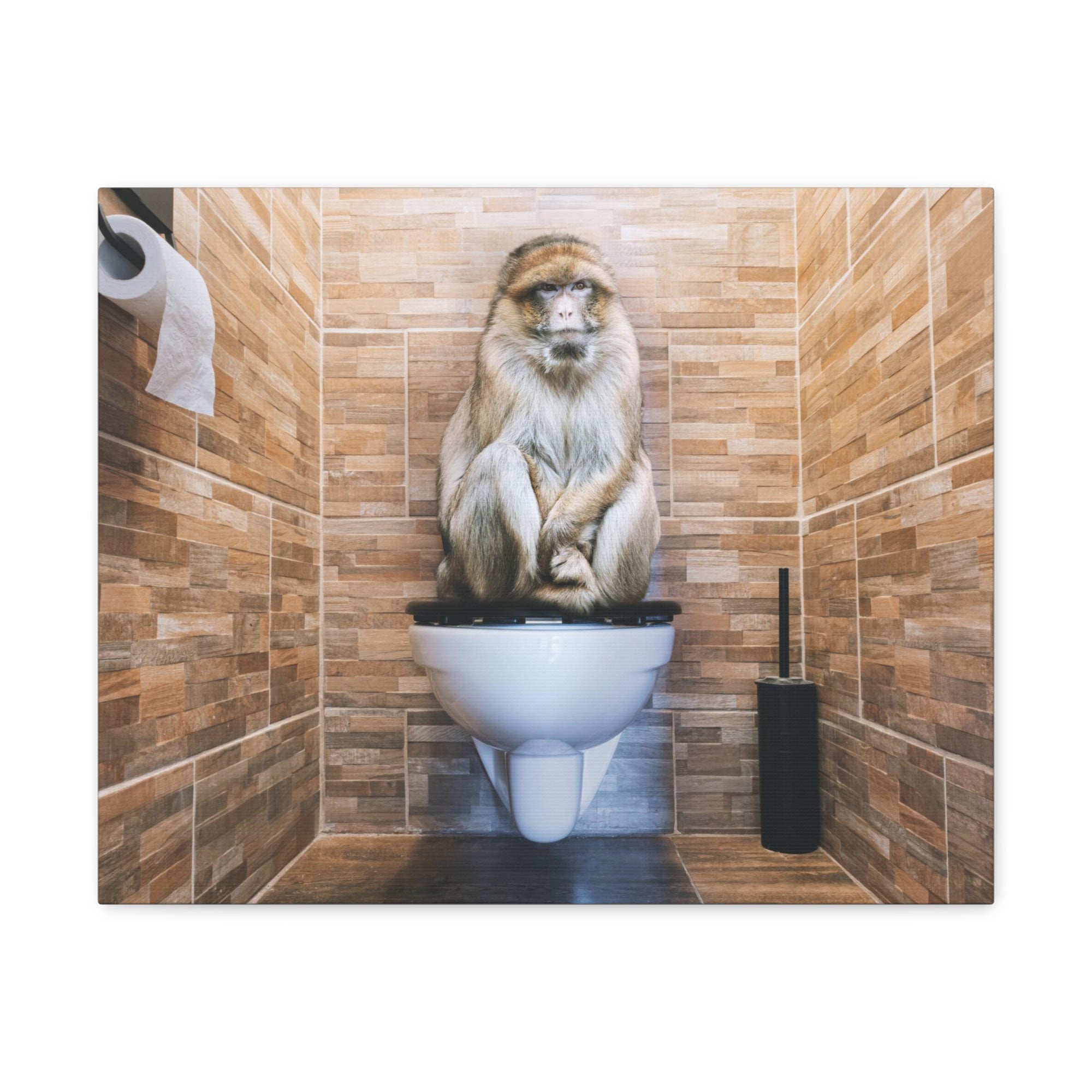 Macaque Ape Sitting On Toilet Funny Canvas Wall Art for Home Decor Ready-to-Hand-Express Your Love Gifts