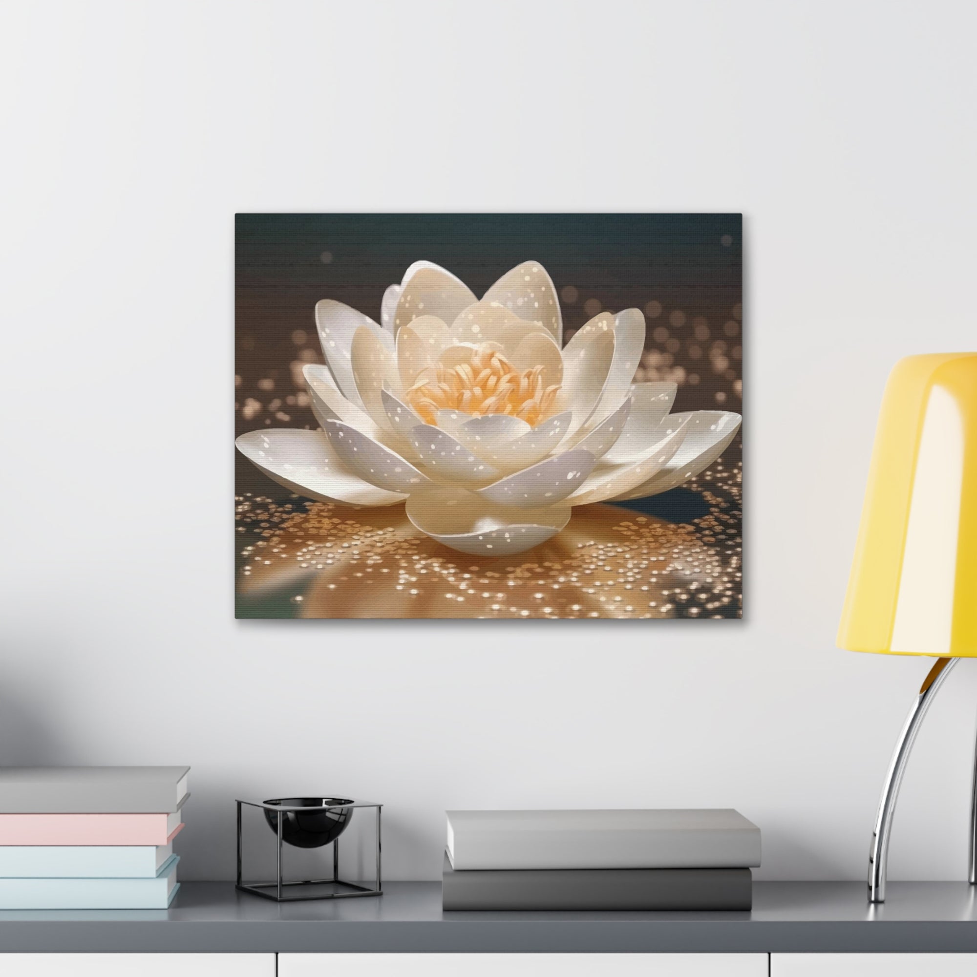 Beautiful White Lotus Flower Canvas Wall Art for Home Decor Ready-to-Hang-Express Your Love Gifts