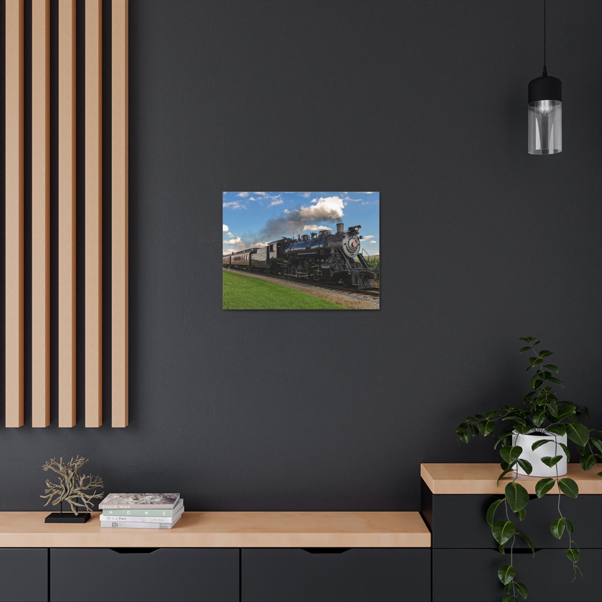 Steam Train With Black Smoke Nature Wilderness Photography Canvas Wall Art for Home Decor Ready-to-Hang-Express Your Love Gifts