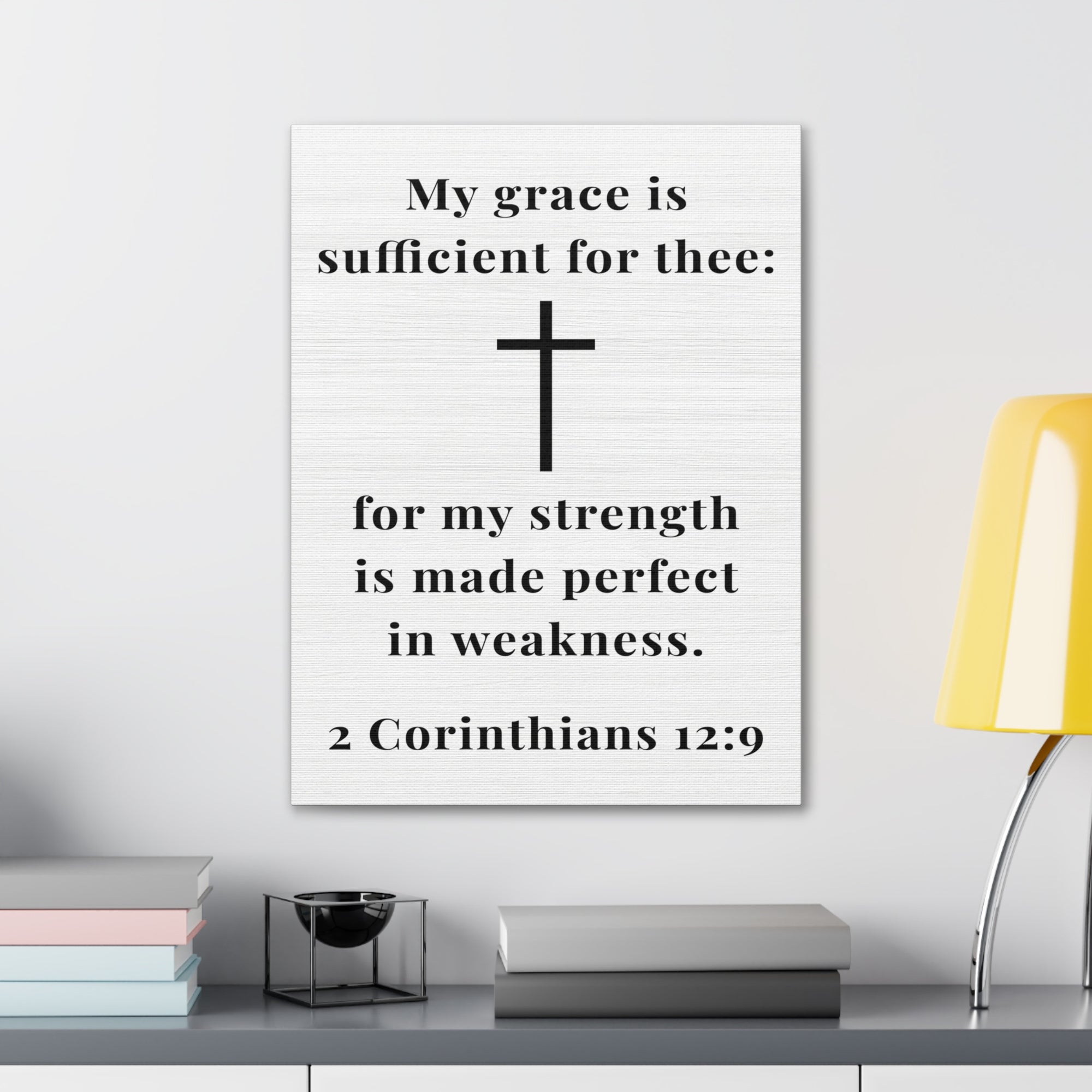 My Grace sold is Sufficient for You, Christian Wall Art Canvas, Modern Farmhouse Wall Art, Above Couch Wall Decor, 2 Corinthians 12:9