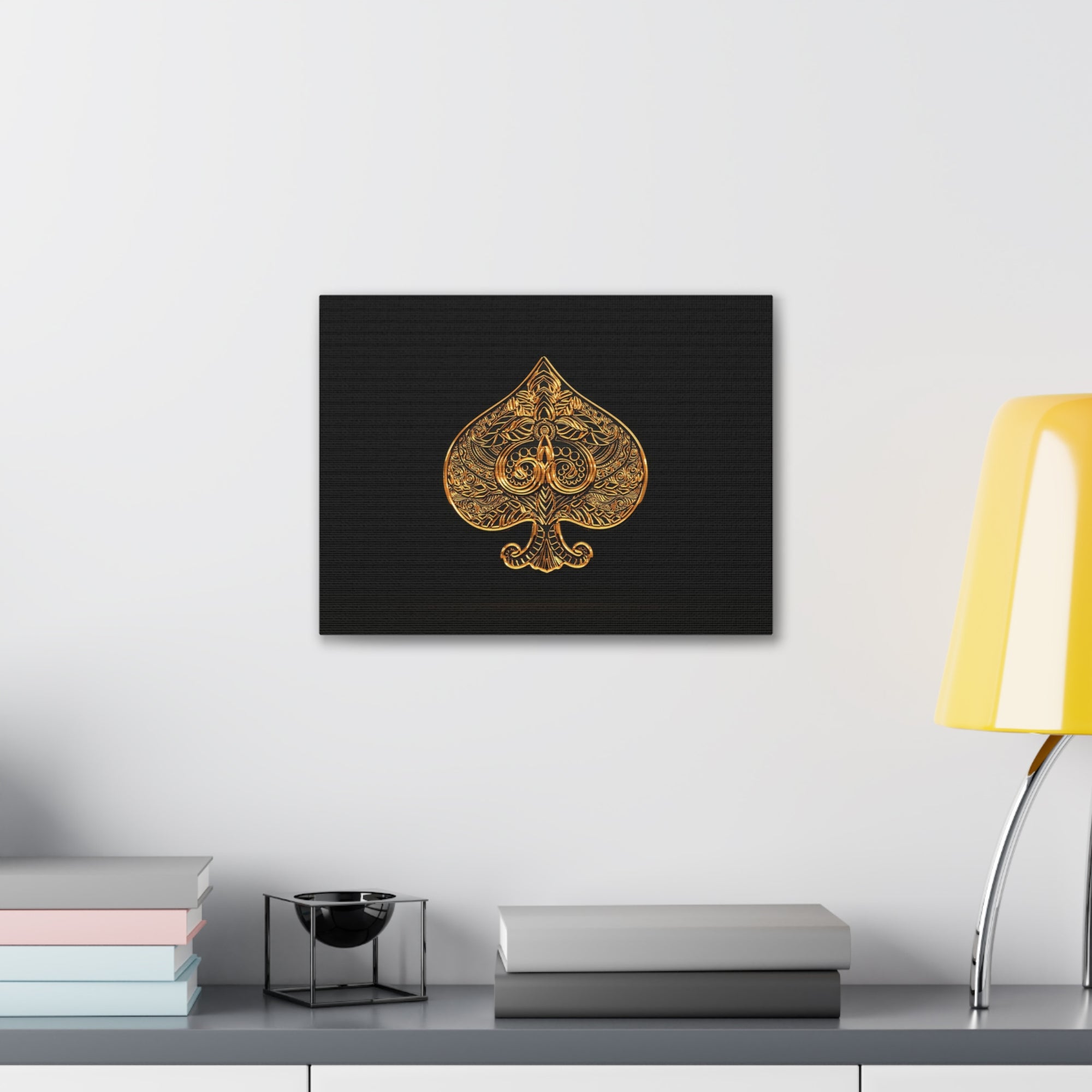 3D Gold Spades Playing Card Canvas Wall Art for Home Decor Ready-to-Hang-Express Your Love Gifts