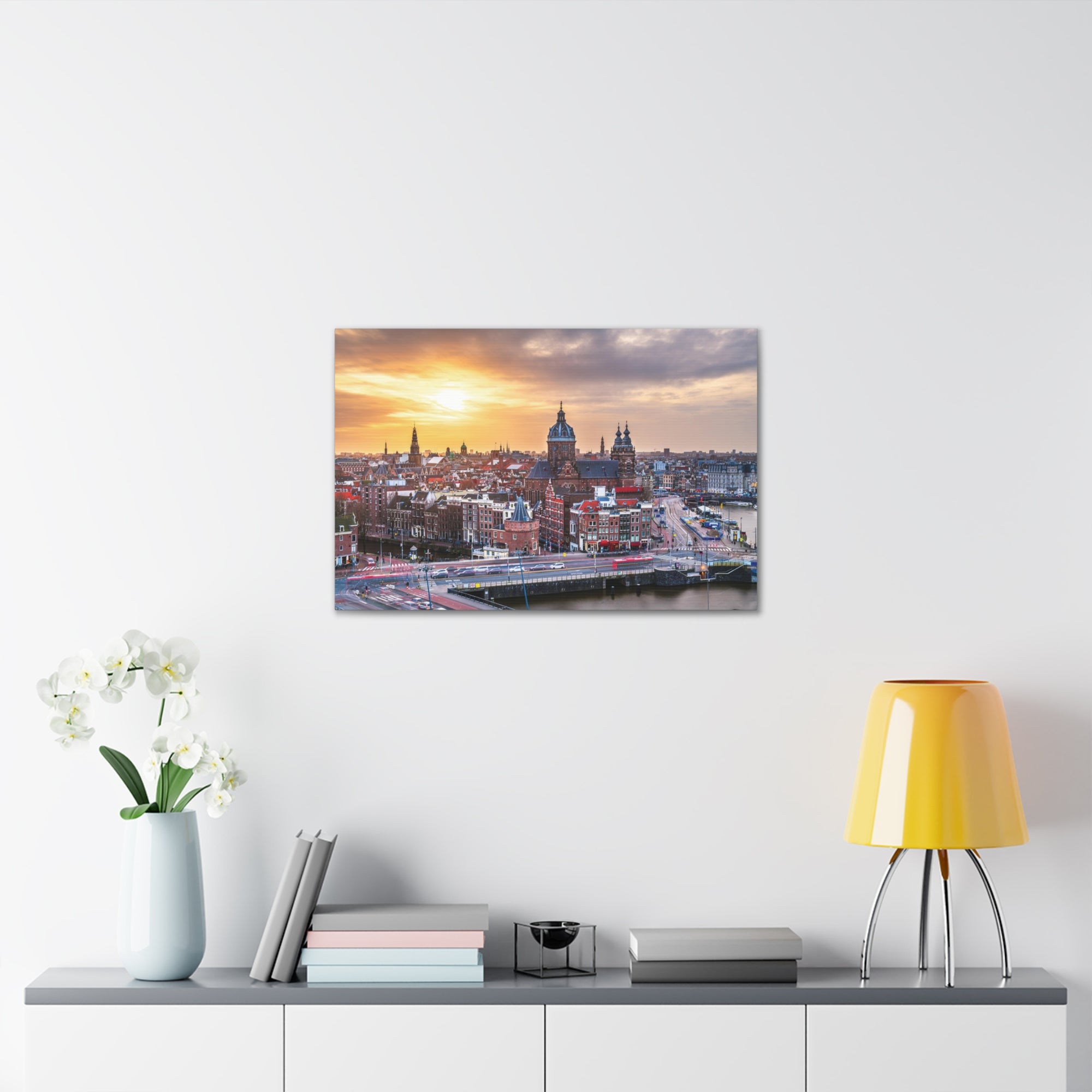 Amsterdam Daytime Skyline Canvas Artwork High-Quality Breathtaking Stunning Cityscape for Home Decor Ready to Hang-Express Your Love Gifts