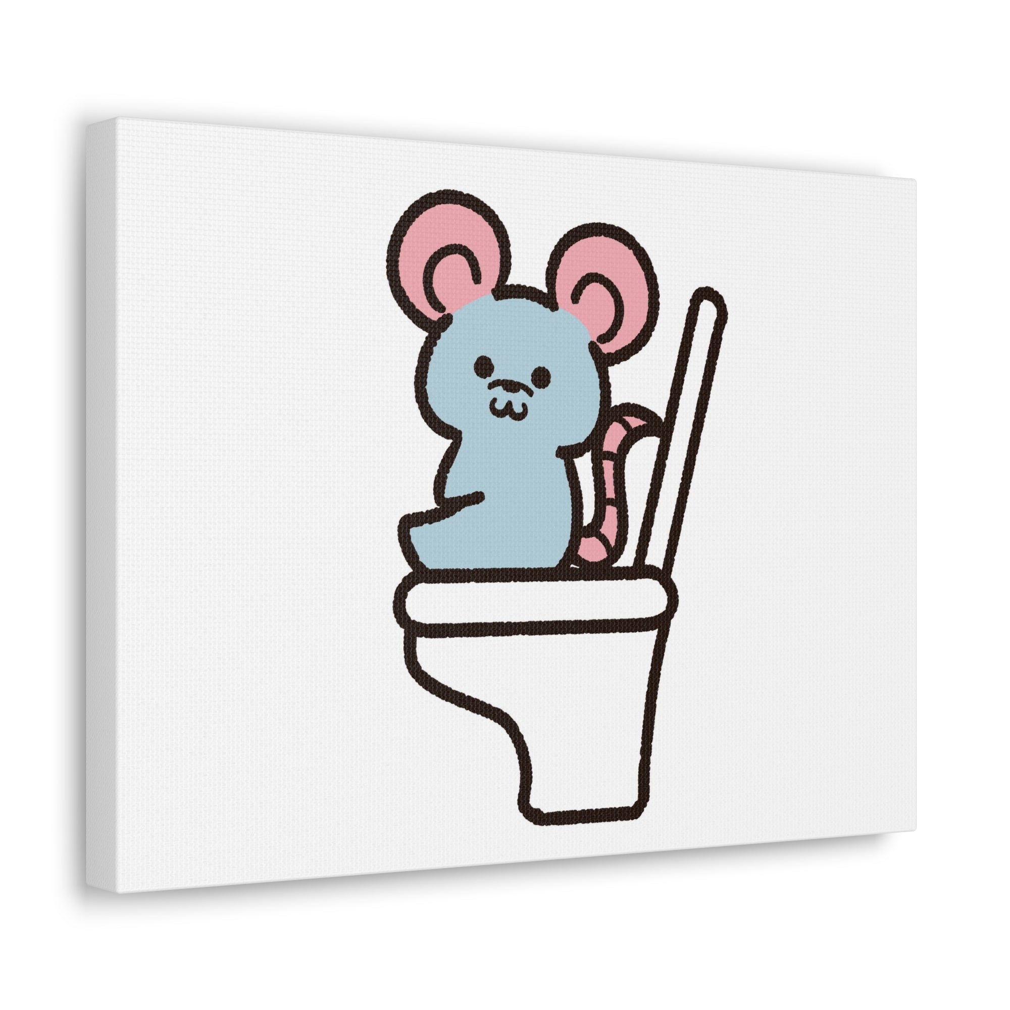 Cartoon Mouse Sitting On Toilet Funny Canvas Wall Art for Home Decor Ready-to-Hand-Express Your Love Gifts