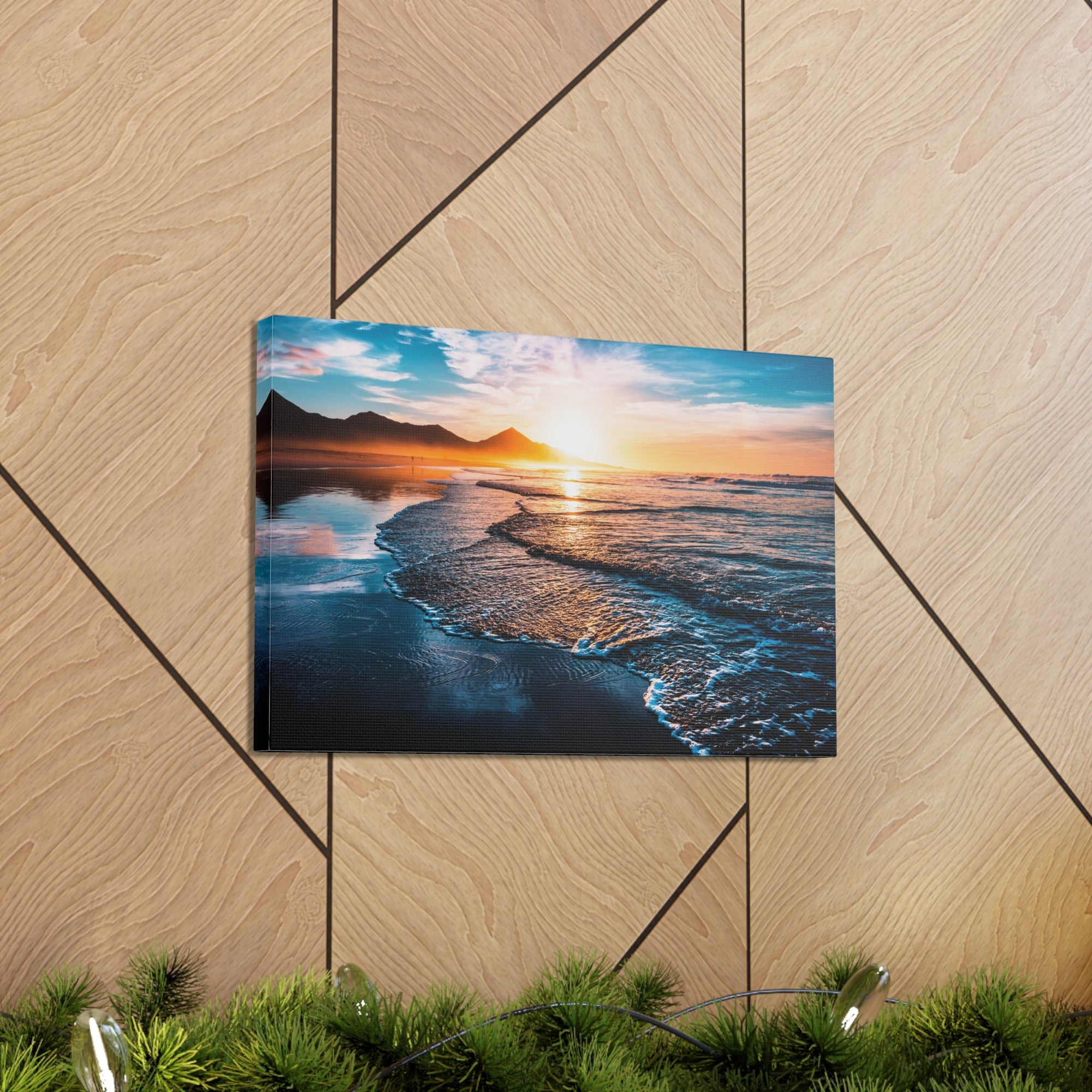 Beach Sunset Endless Horizon Ocean Canvas Wall Art for Home Decor Ready-to-Hang-Express Your Love Gifts