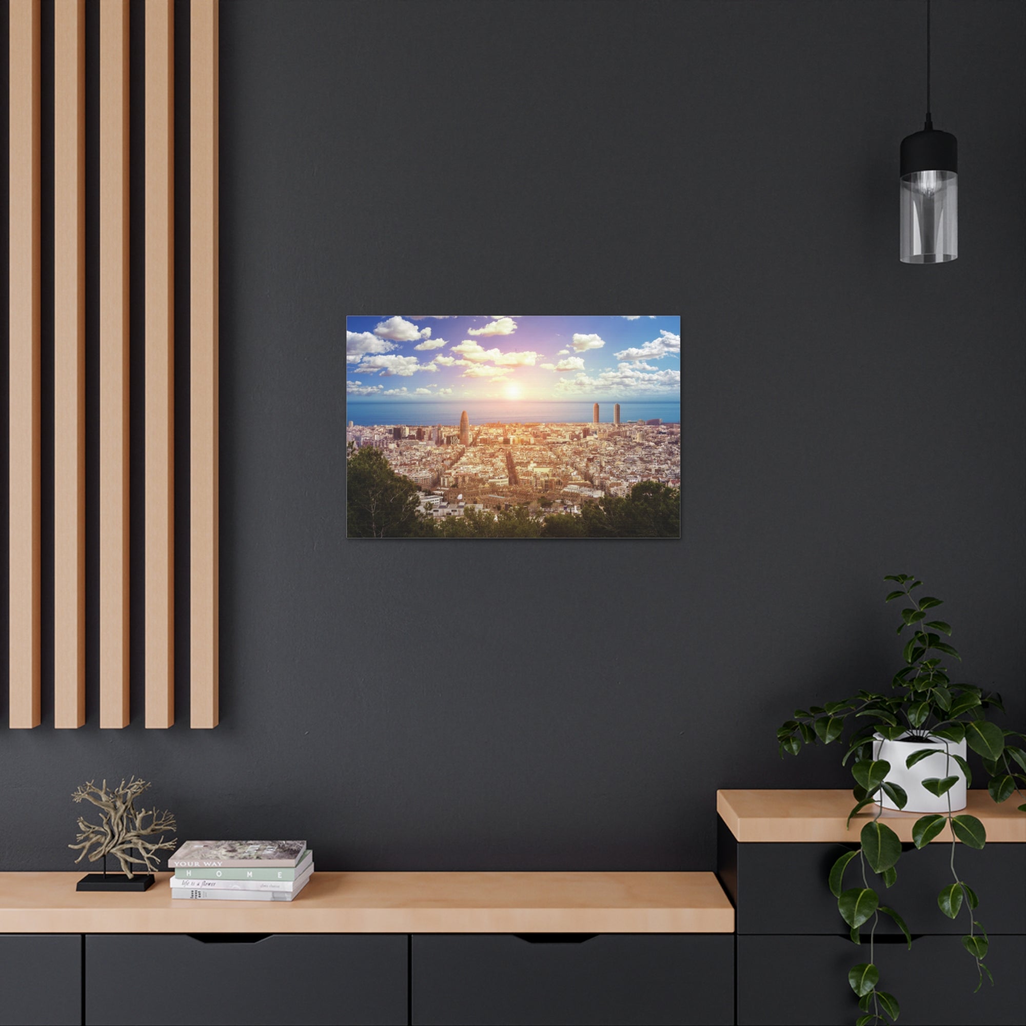 Barcelona Daytime Skyline Canvas Artwork High-Quality Breathtaking Stunning Cityscape for Home Decor Ready to Hang-Express Your Love Gifts