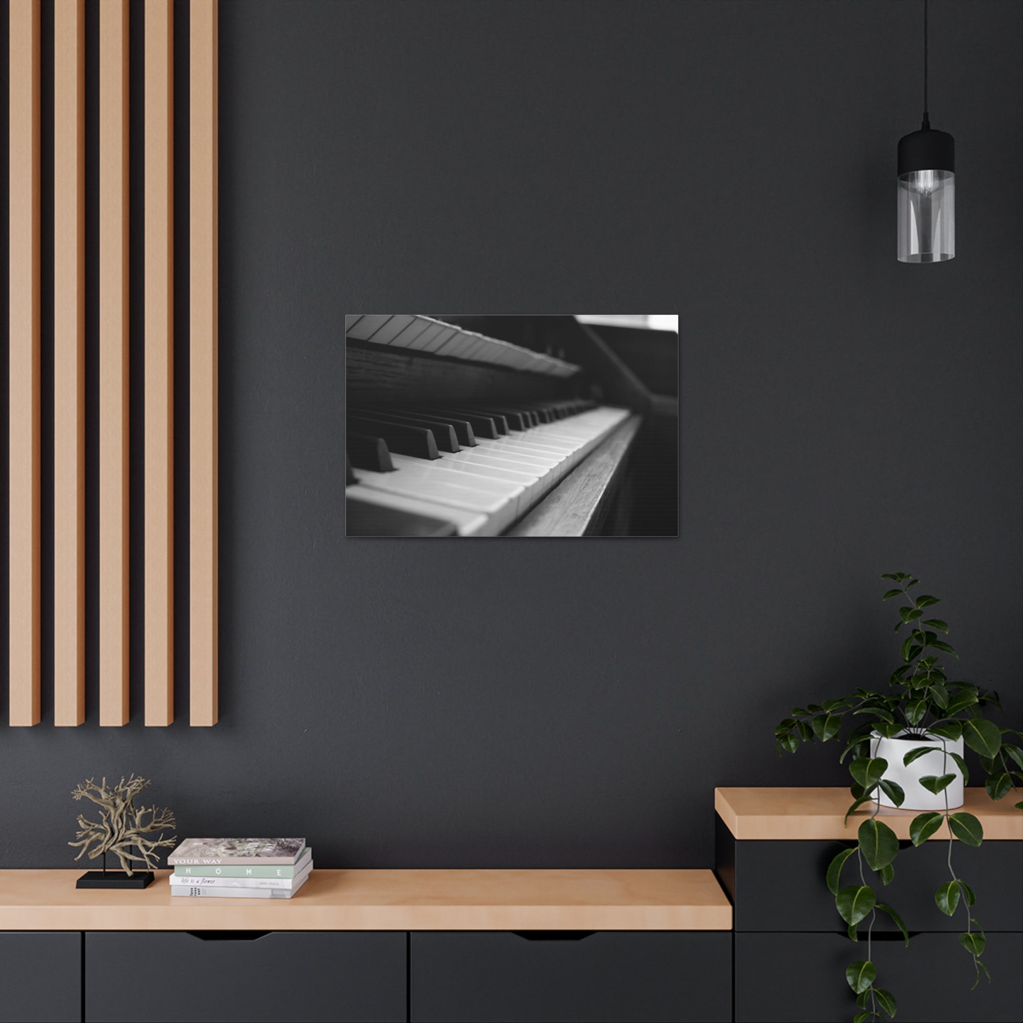 Black and White Piano Music Lover's Delight Piano Keyboard Canvas Wall Art for Home Decor Ready-to-Hang-Express Your Love Gifts