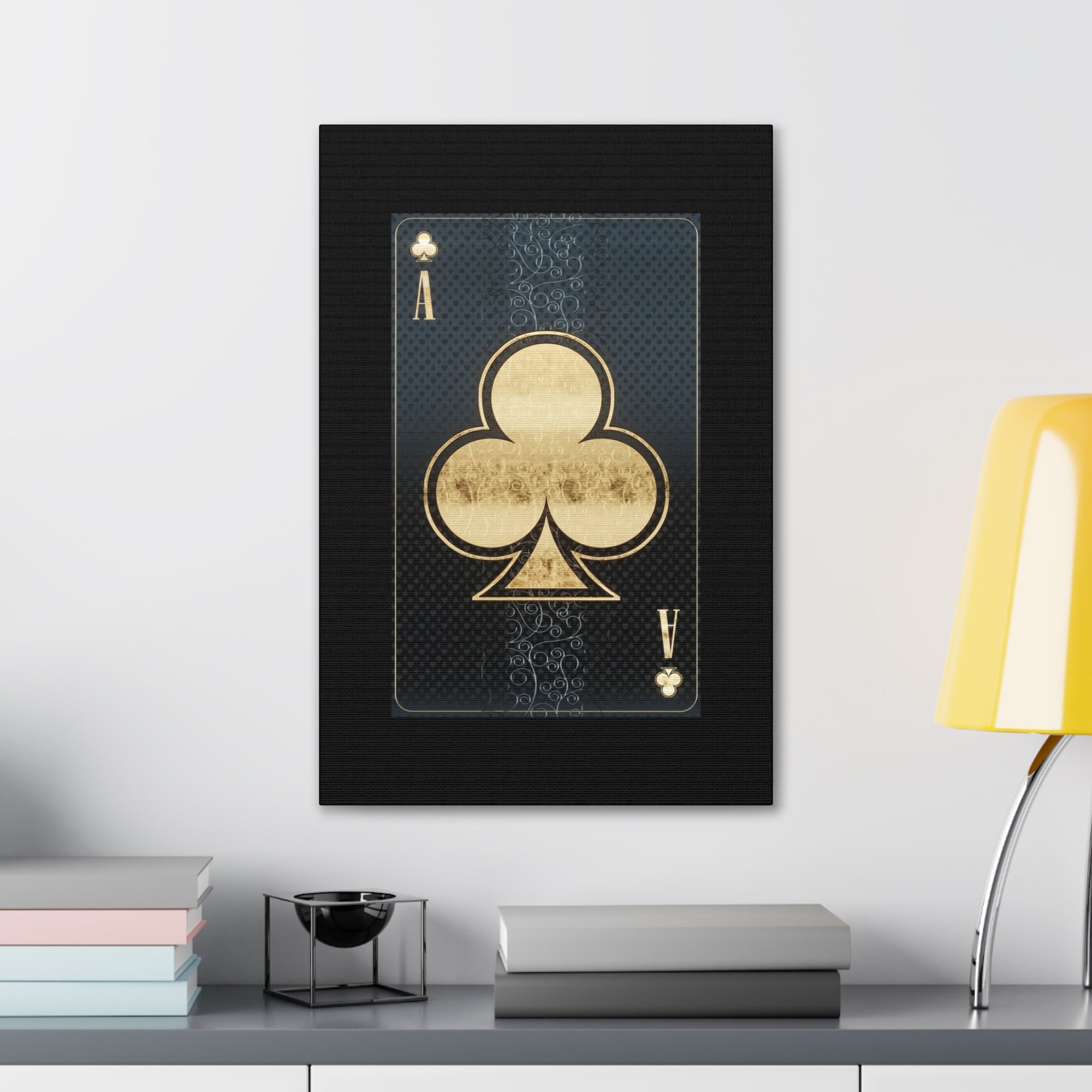 3D Casino Ace of Clubs Playing Card Canvas Wall Art for Home Decor Ready-to-Hang-Express Your Love Gifts